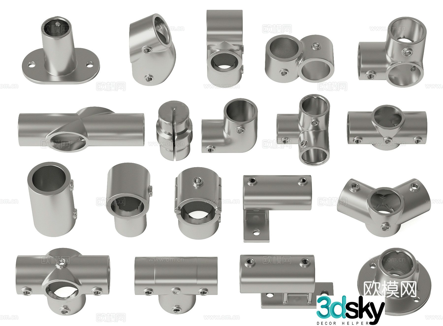 Modern elbow pipe hardware 3d model
