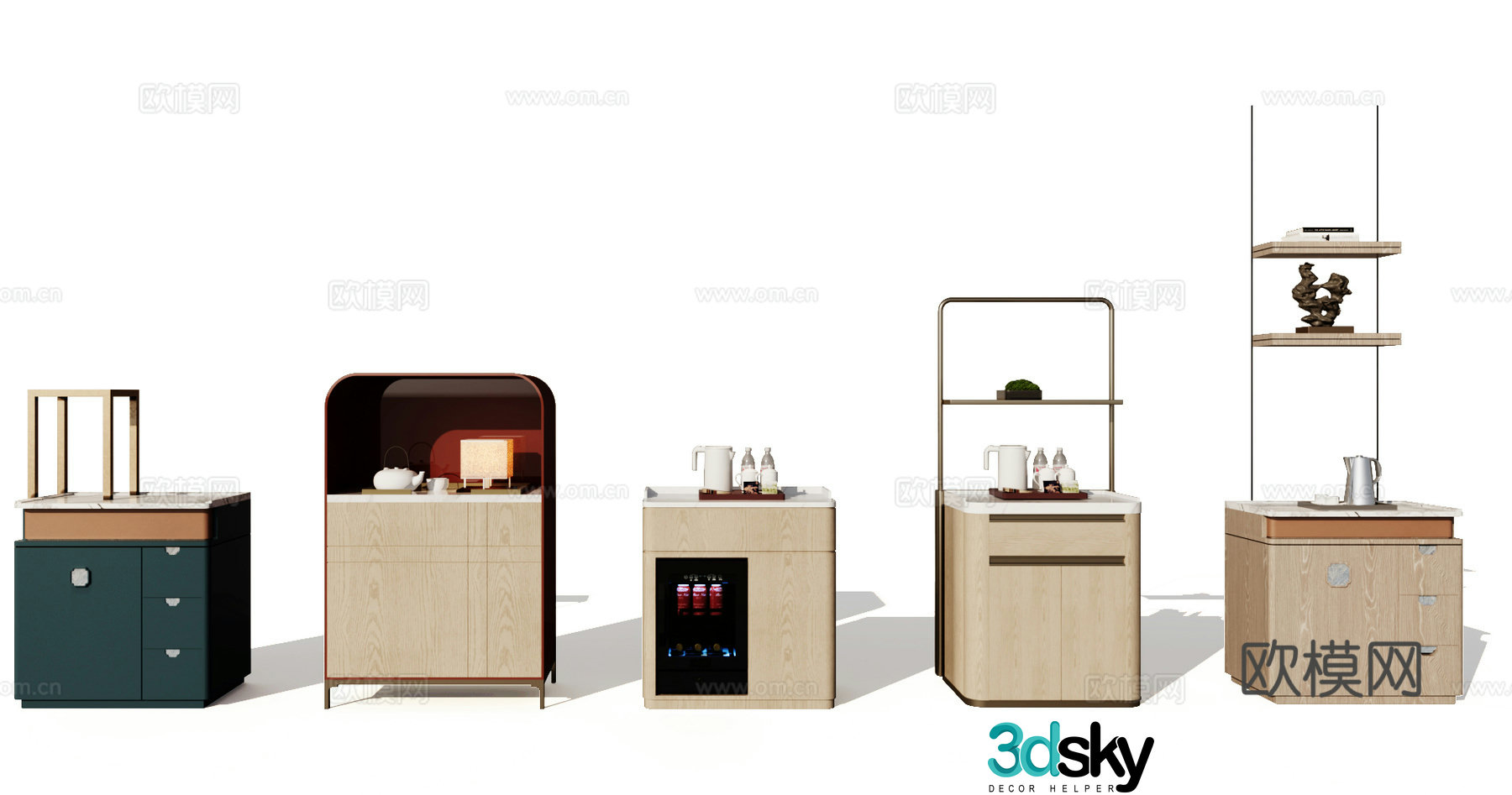 Modern hotel room light luxury storage locker 3D model