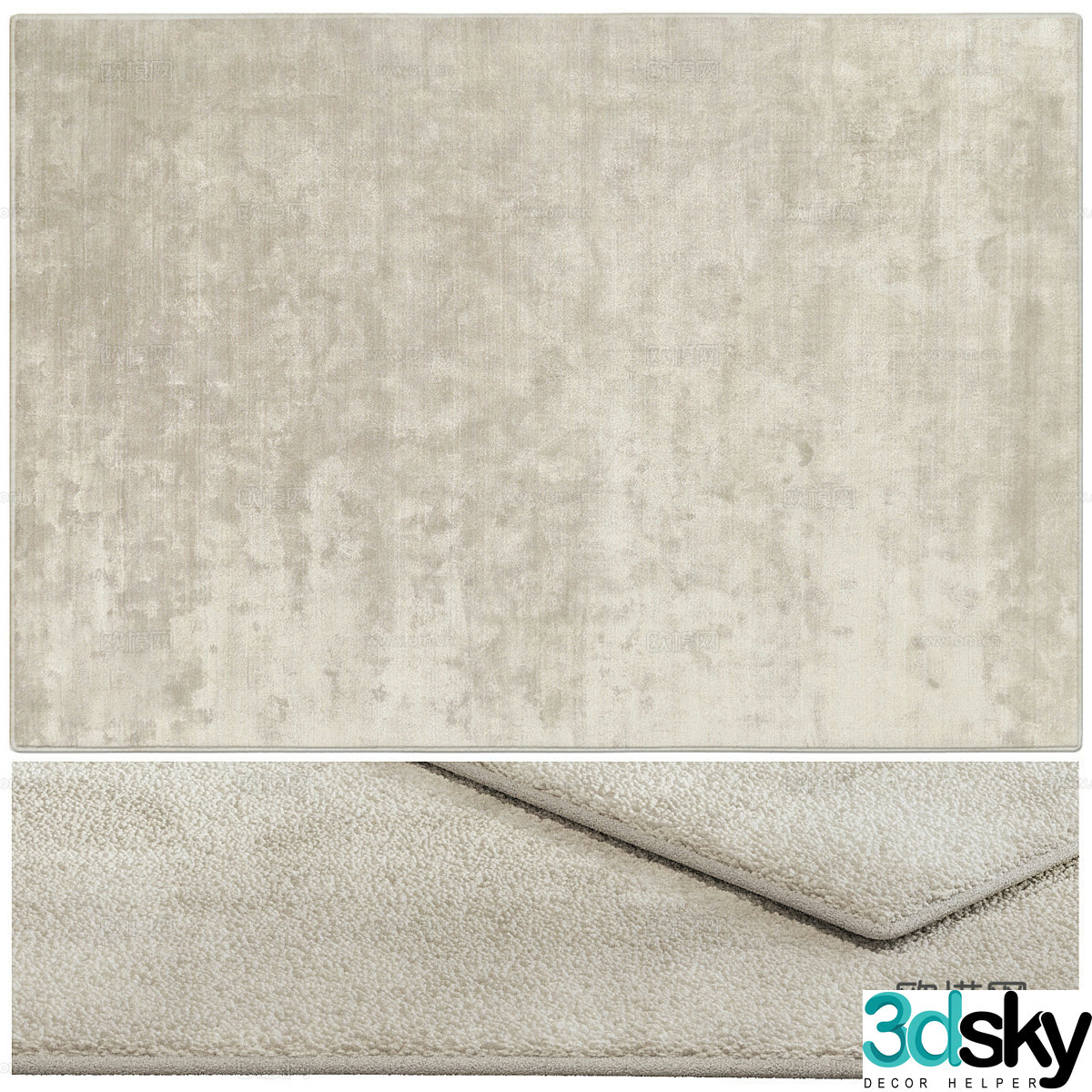 Modern creamy wool carpet 3d model