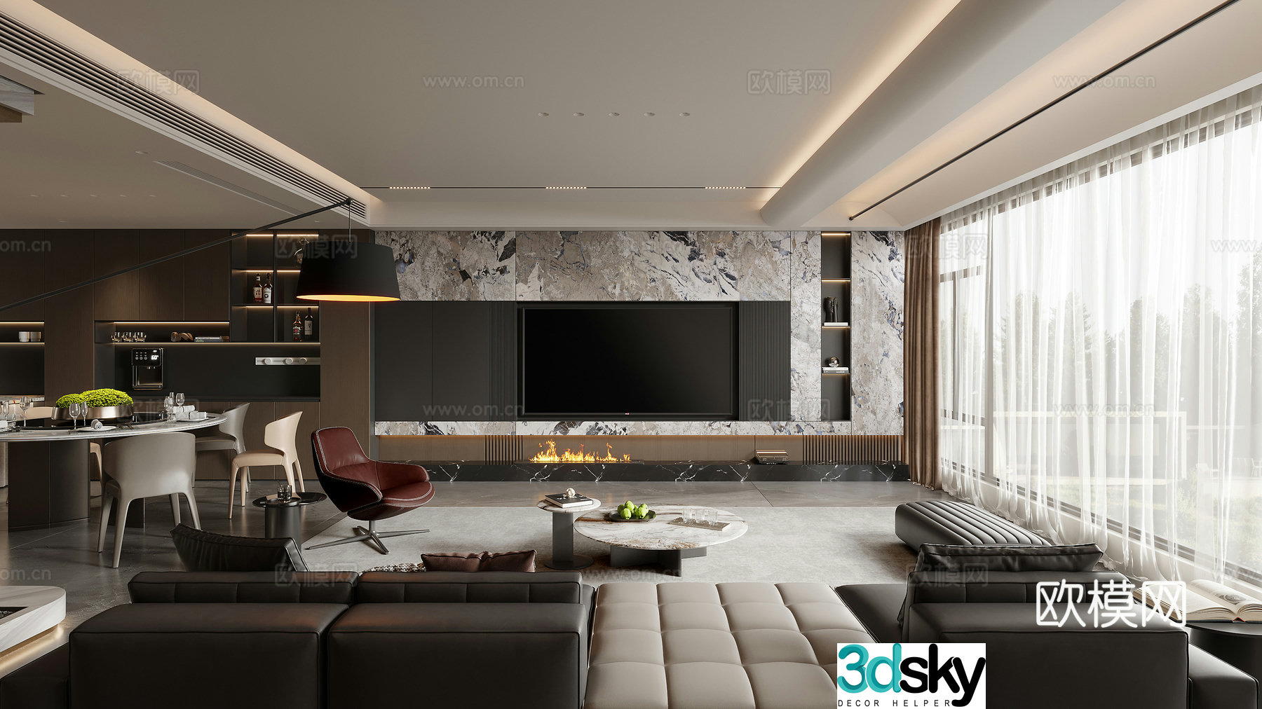 Modern Italian dining room 3d model