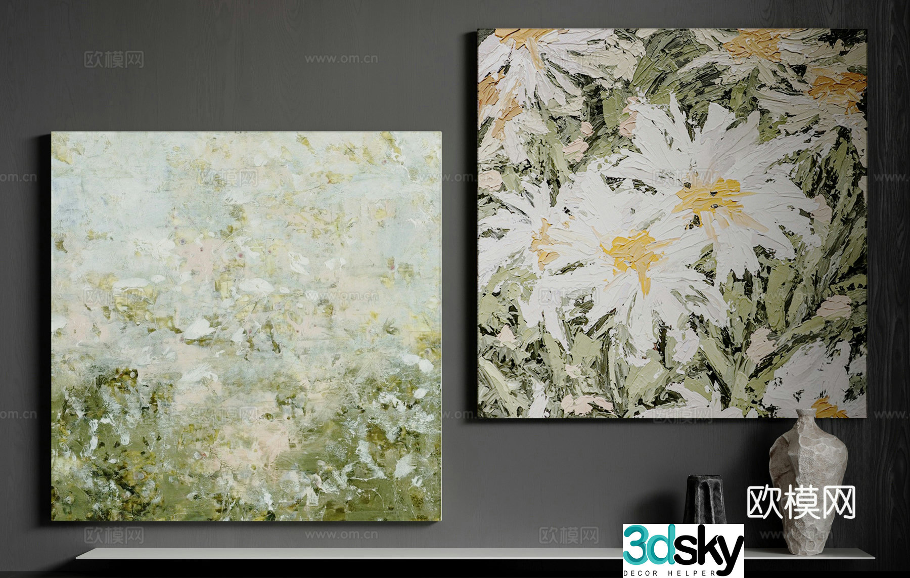 Modern cream style oil painting 3d model