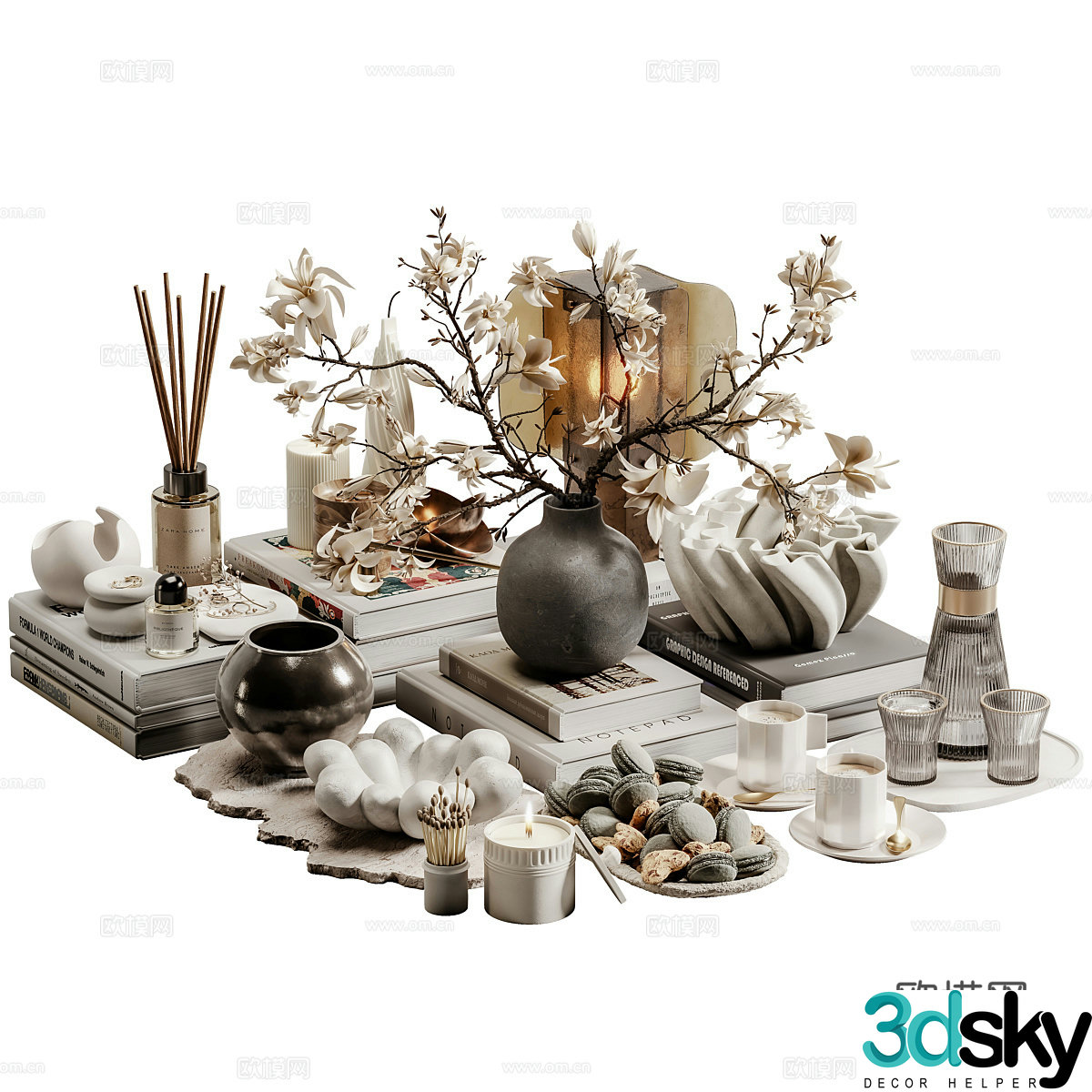 New Chinese light luxury jewelry ornament combination 3D model