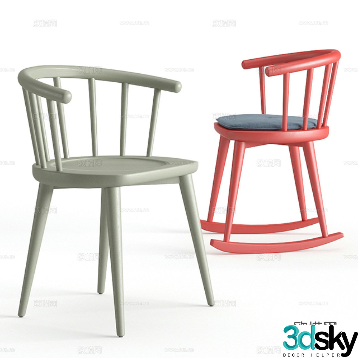 Modern wooden children’s chair 3d model