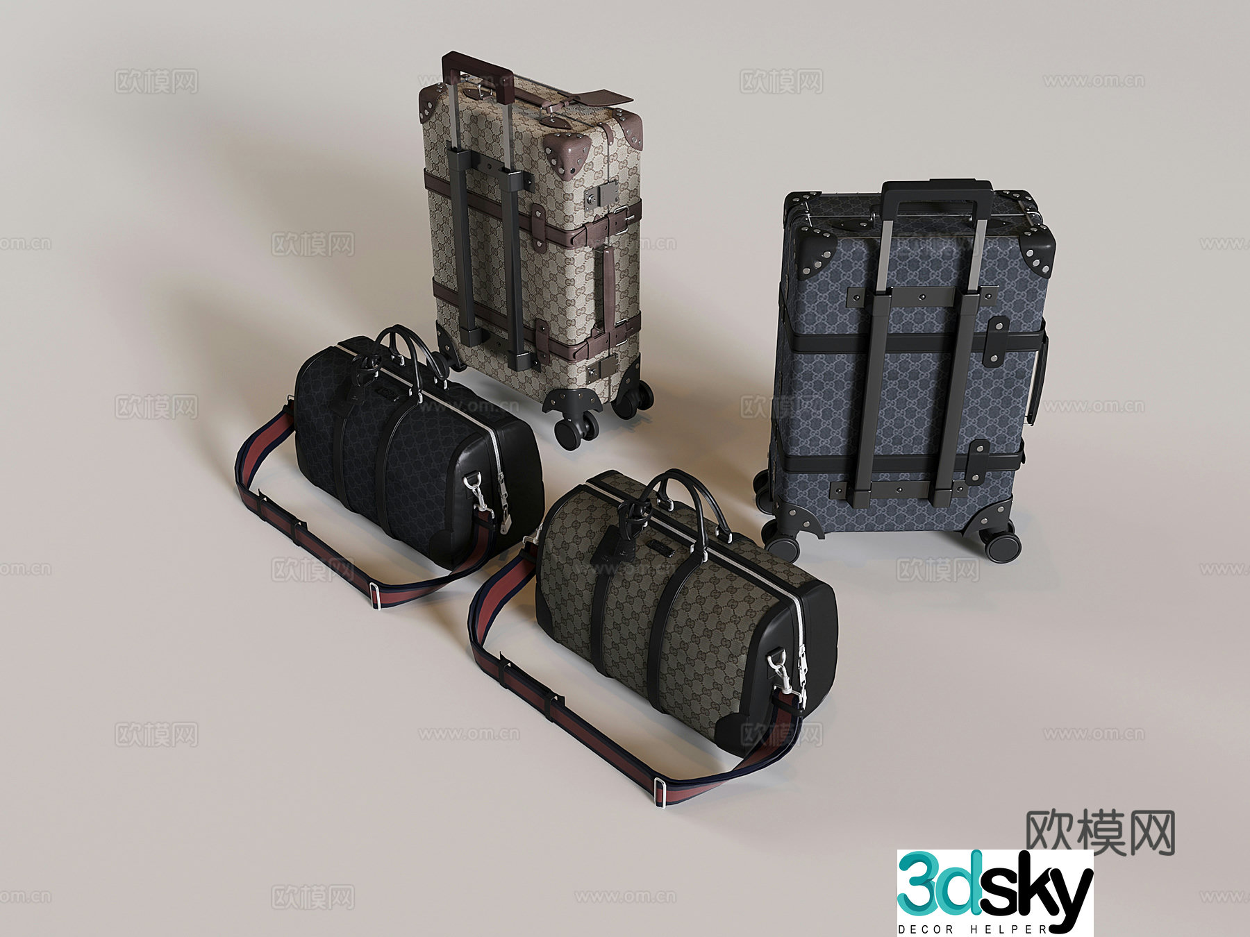 Modern suitcase trolley case travel bag 3d model