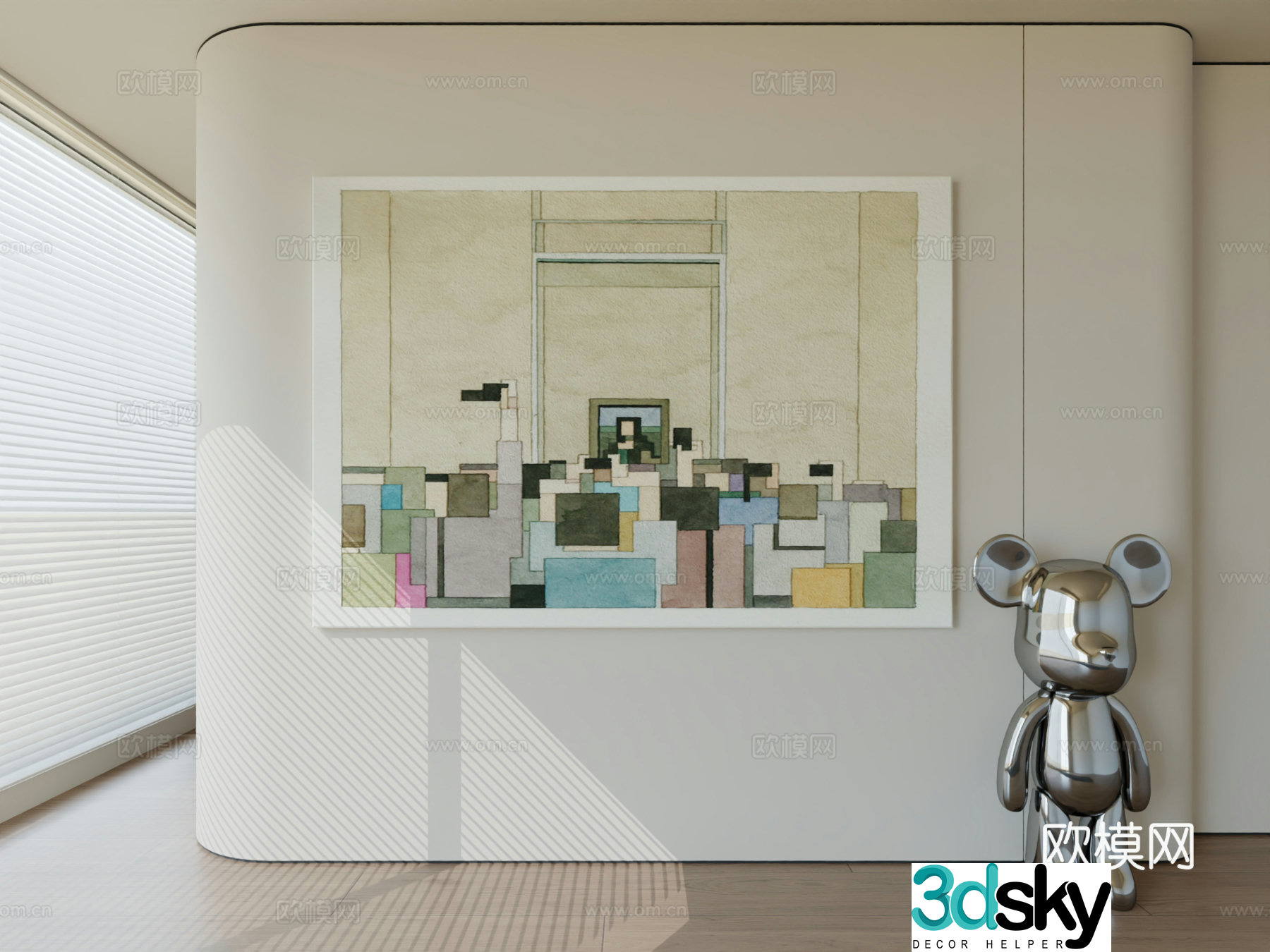Modern minimalist hanging painting abstract art hanging painting 3d model