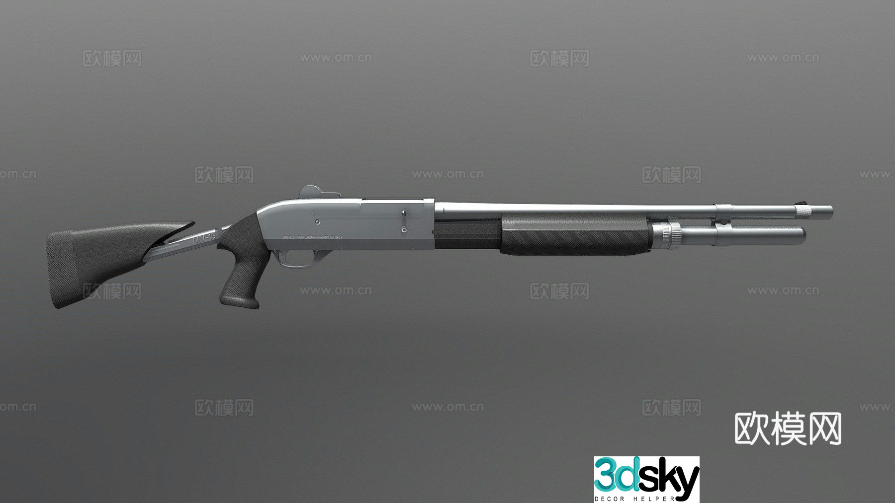 Benelli M3 Cromo - with folding stock 3d model
