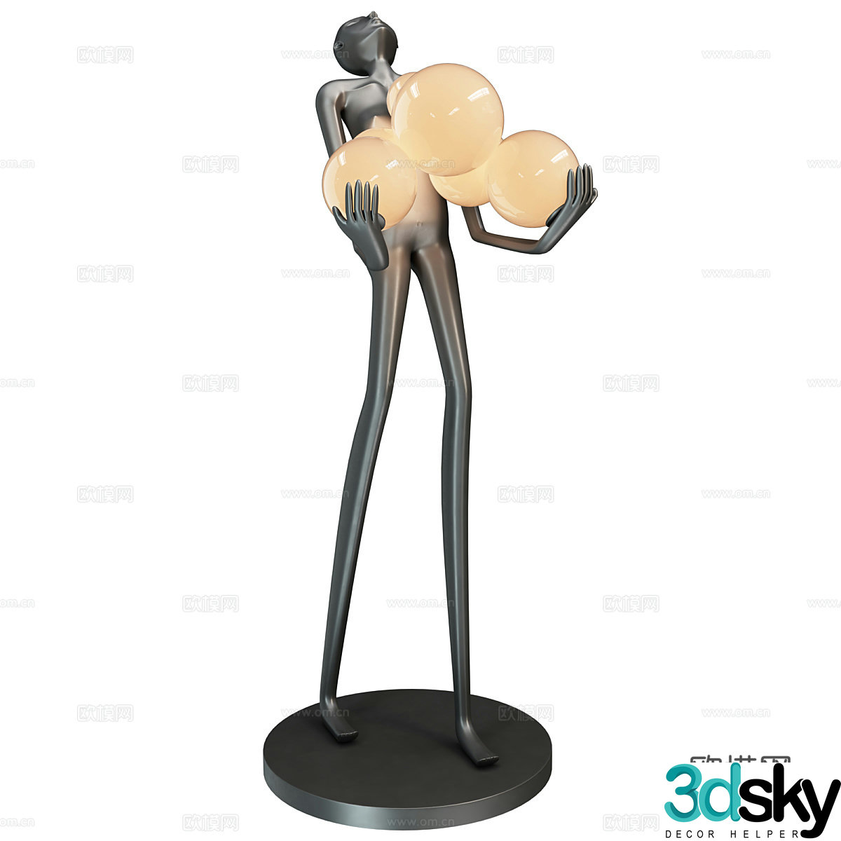 Modern Italian minimalist abstract character decoration floor lamp 3d model