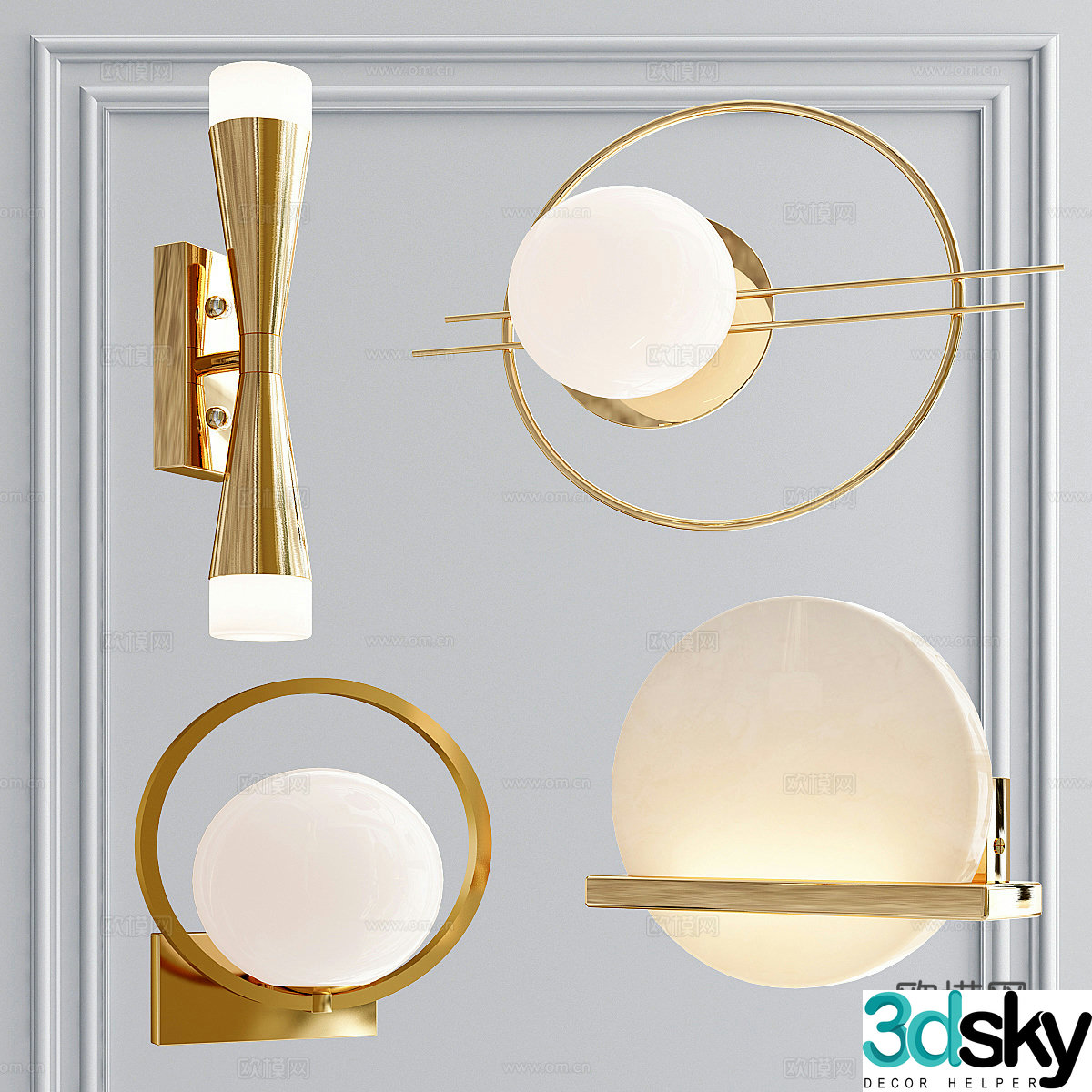 Modern light luxury decorative wall light 3d model