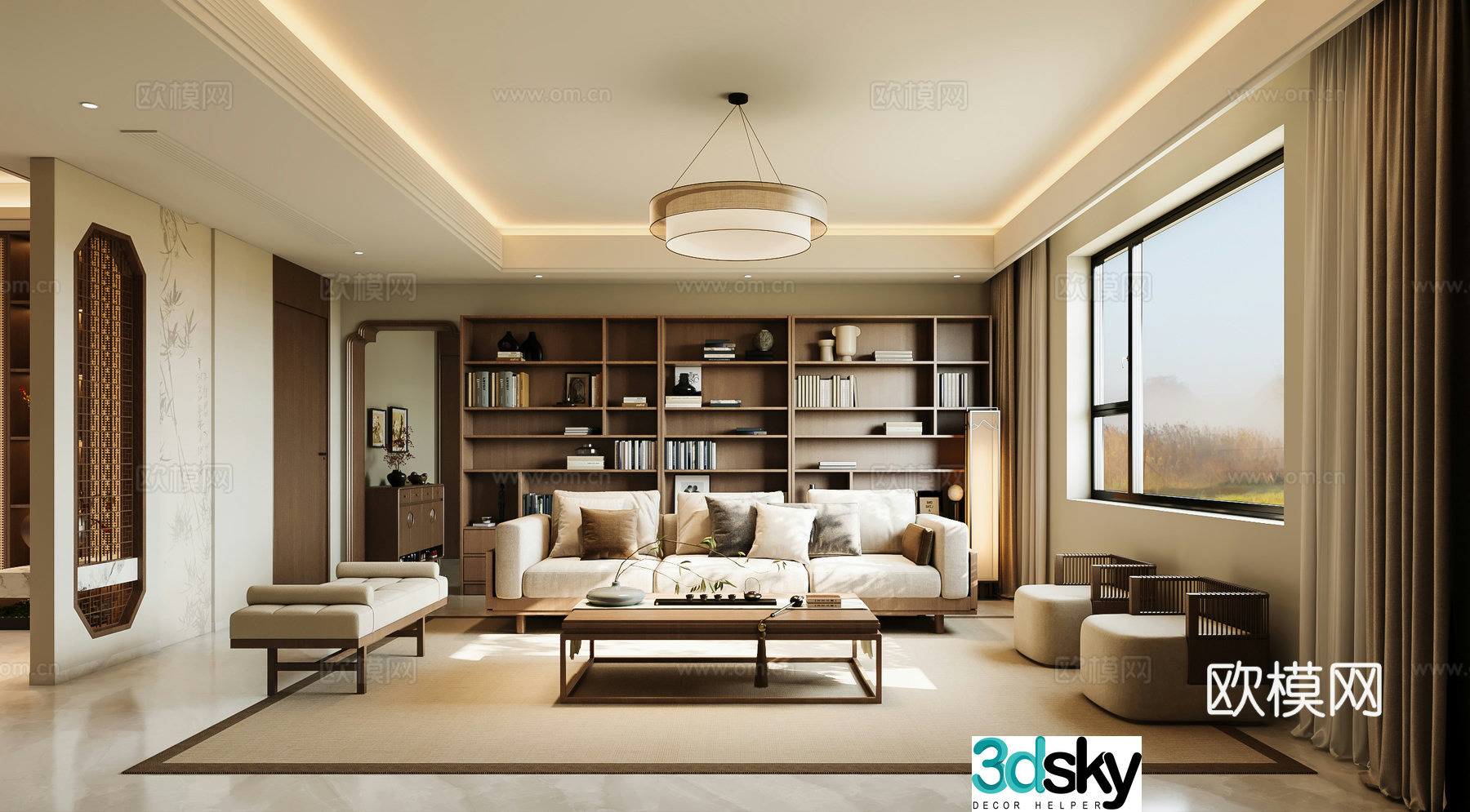 Song style living restaurant Song style aesthetics New Chinese style living restaurant Zen 3D model