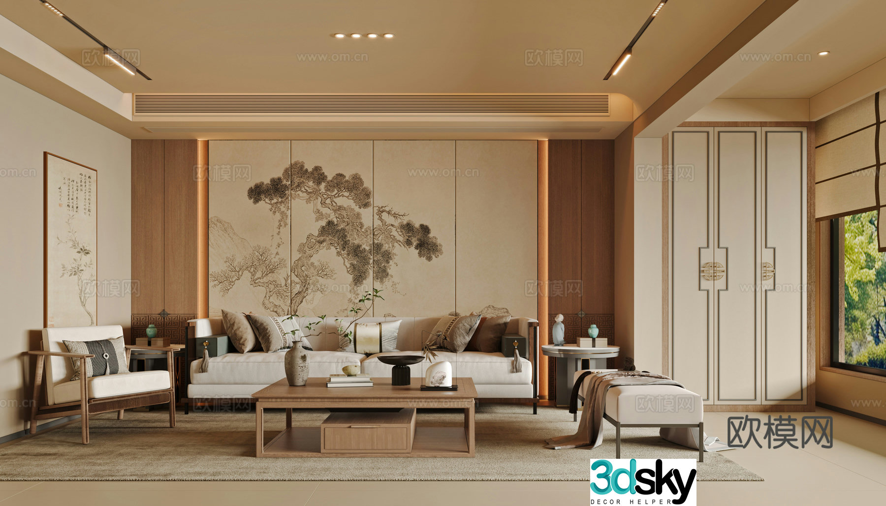 Middle-aged living room 3d model