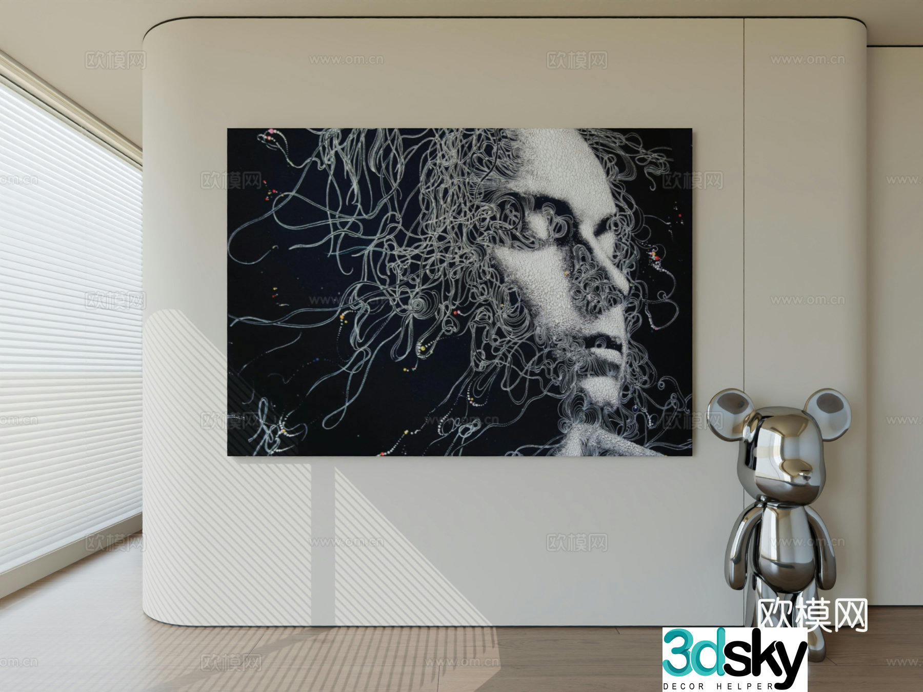 Modern minimalist hanging painting abstract art hanging painting 3d model