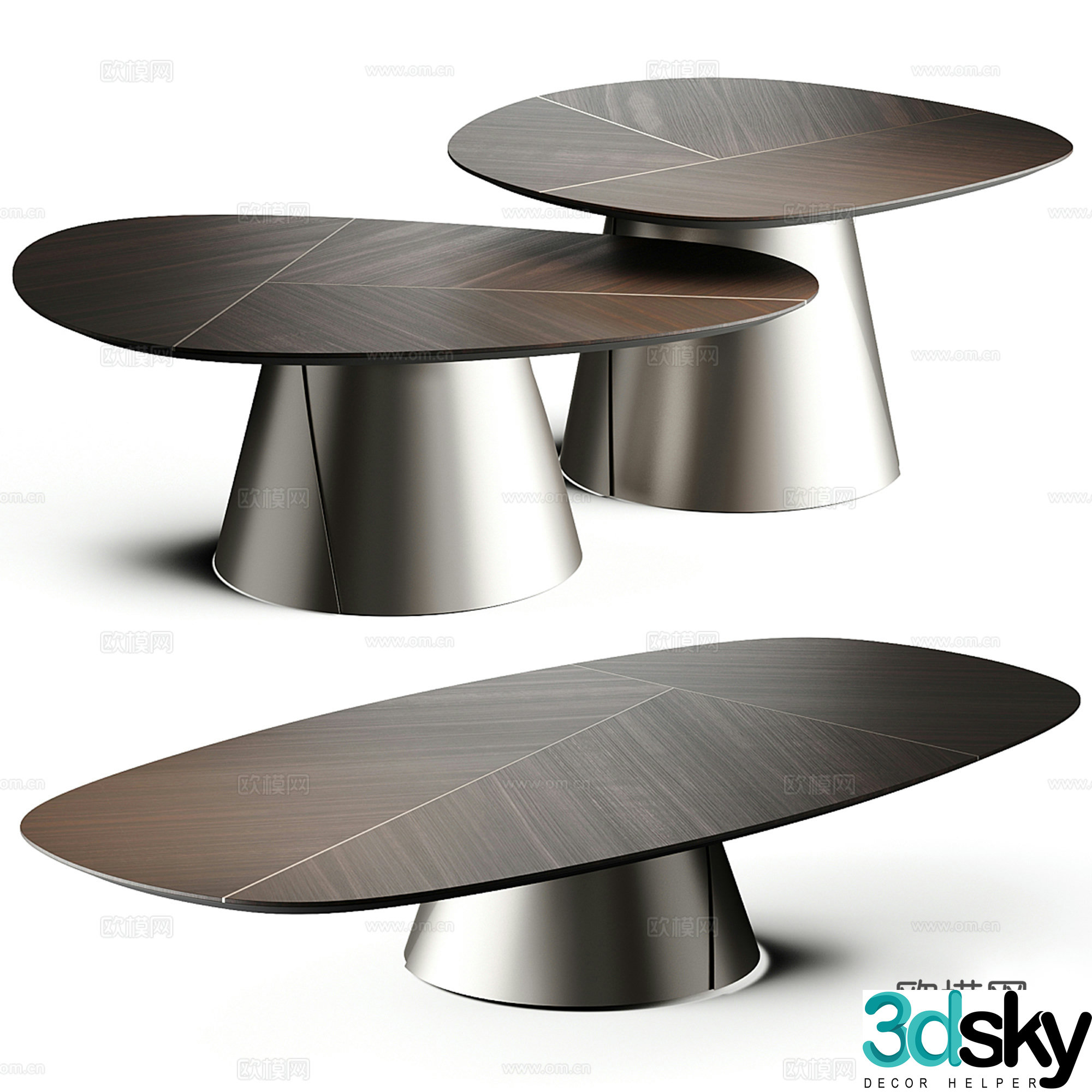 Modern special-shaped coffee table combination 3D model