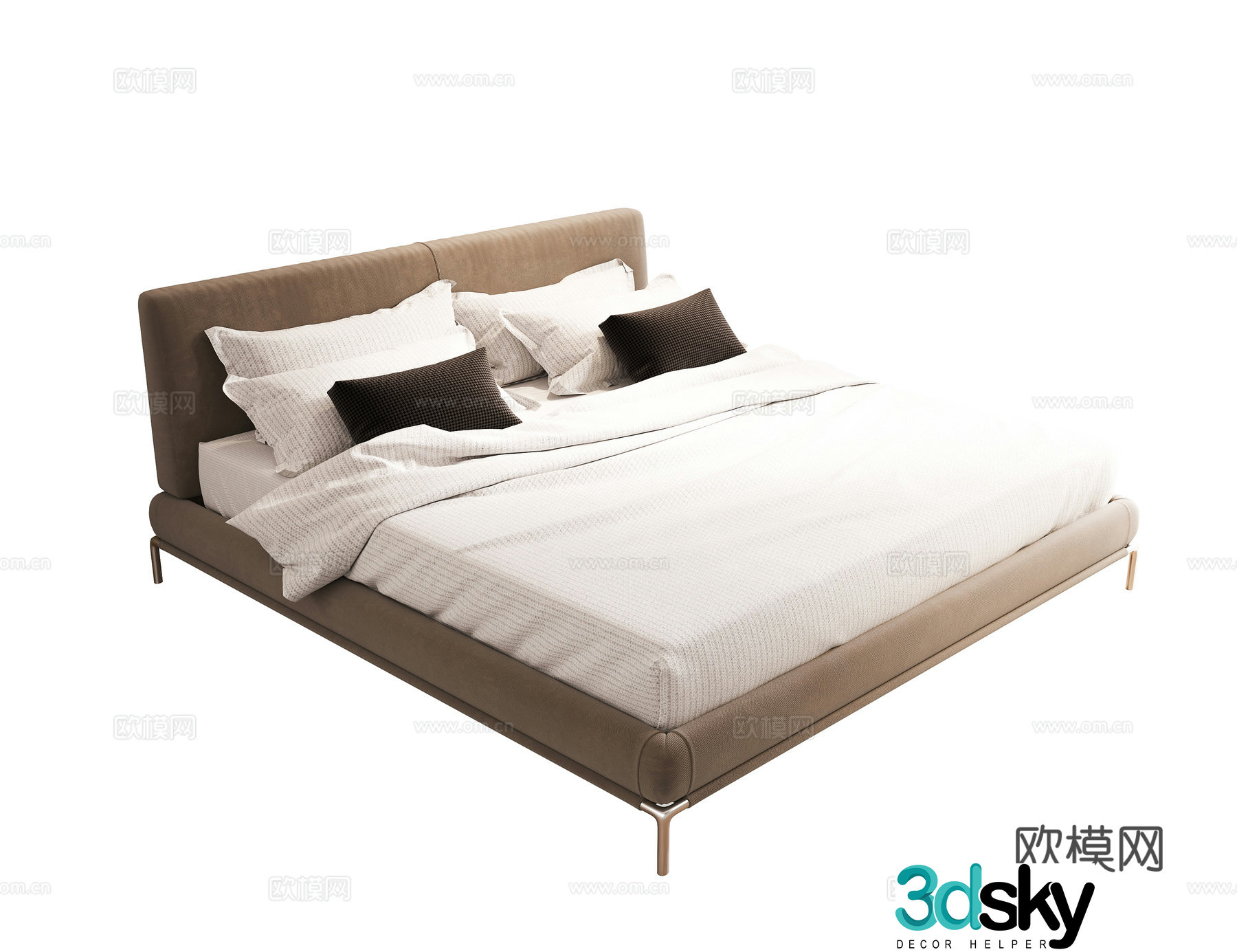 Modern double bed fabric double bed master bedroom second bedroom elderly bed simple double bed 3d model