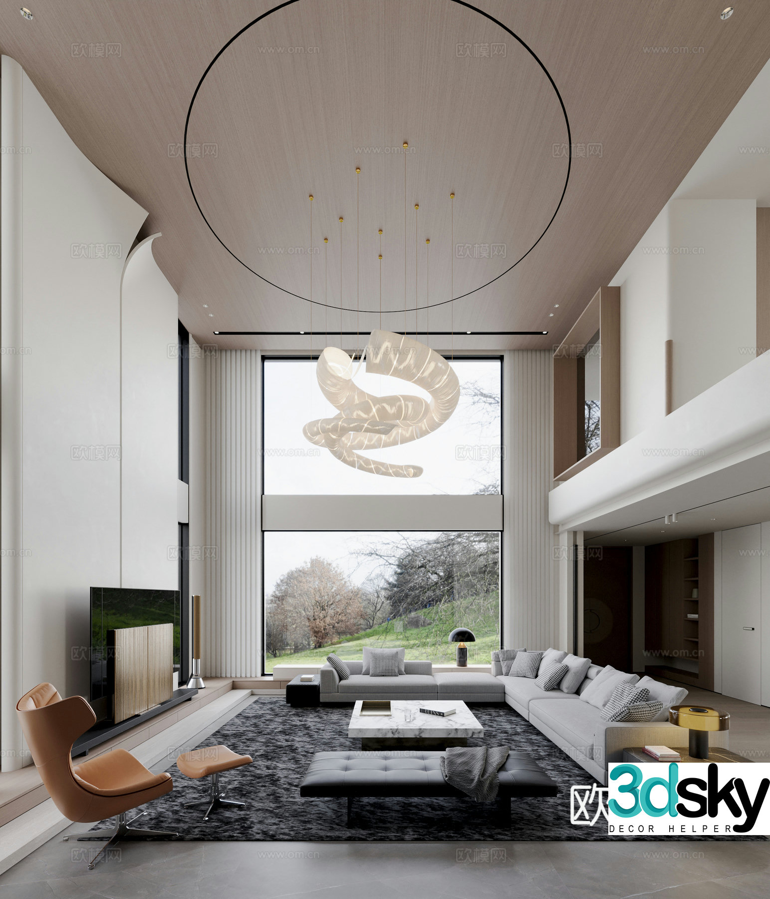 Modern duplex living room 3d model
