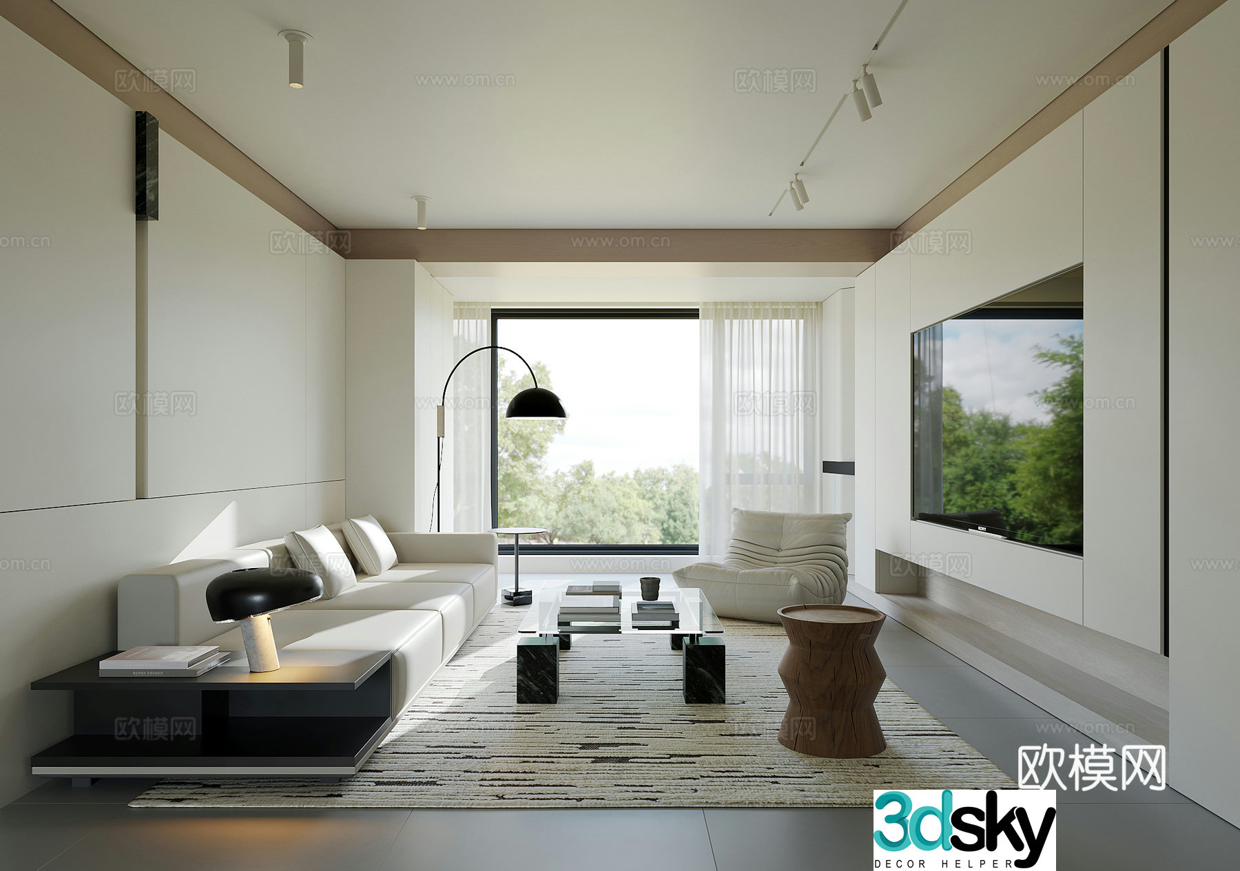 Modern home living room 3d model