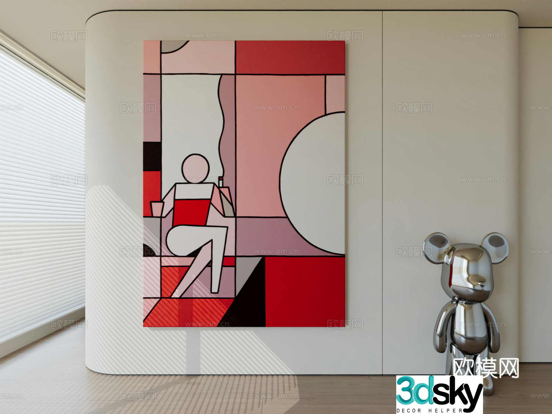 Modern minimalist hanging painting abstract art hanging painting 3d model