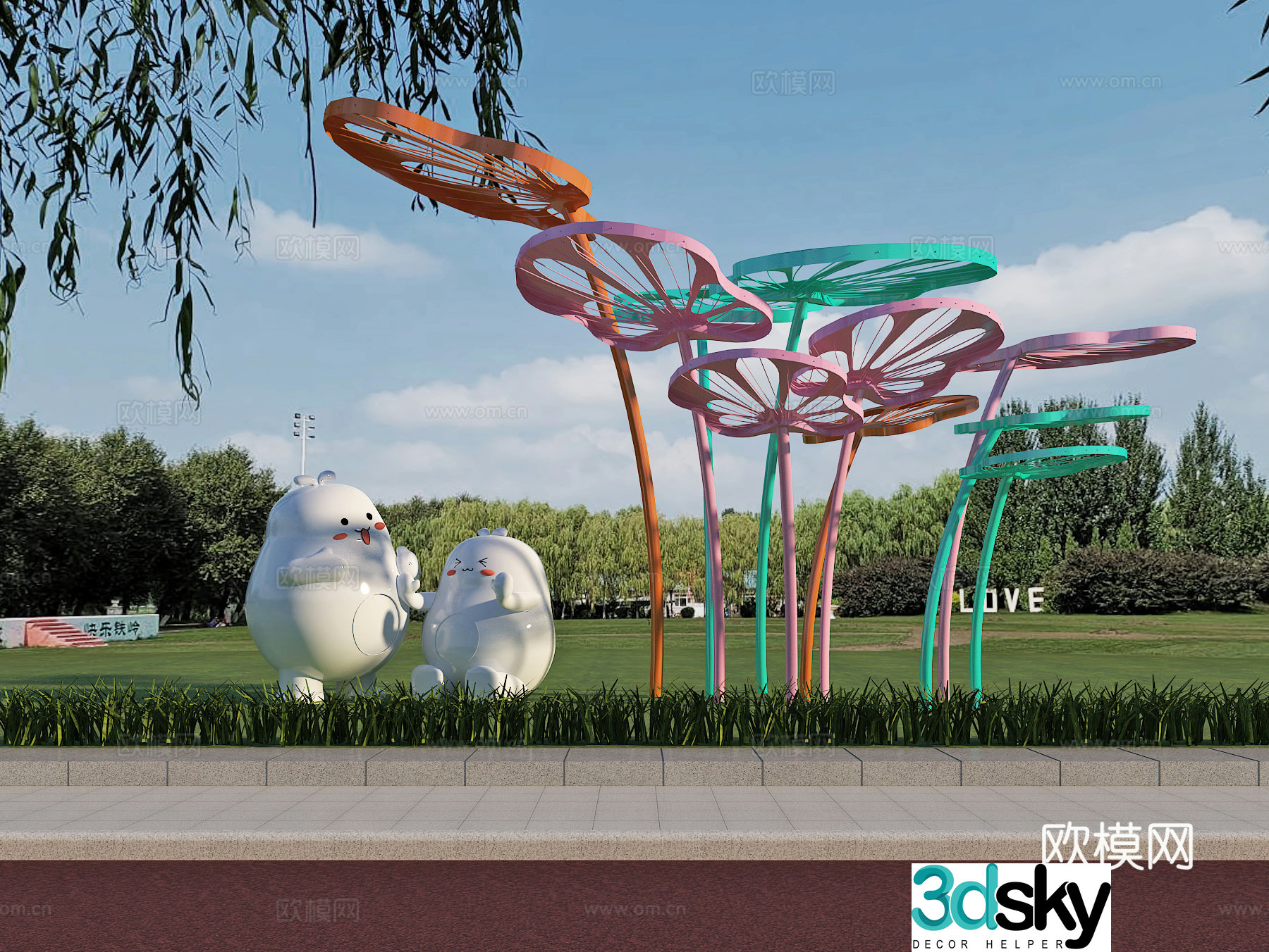 Green space installation Landscape Art sketch Sculpture 3d model