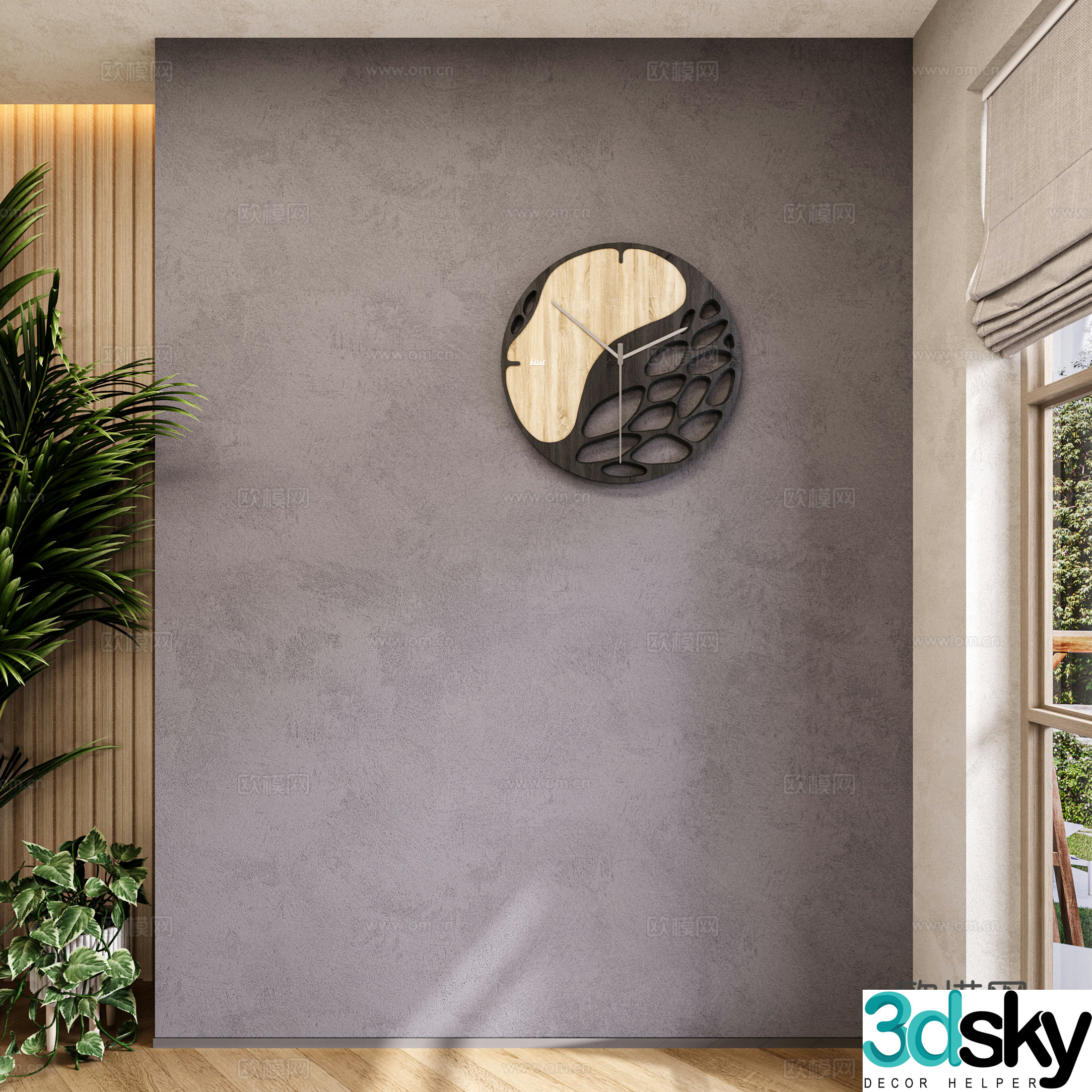 Microcement Art paint Clock Clock Wall clock 3d model