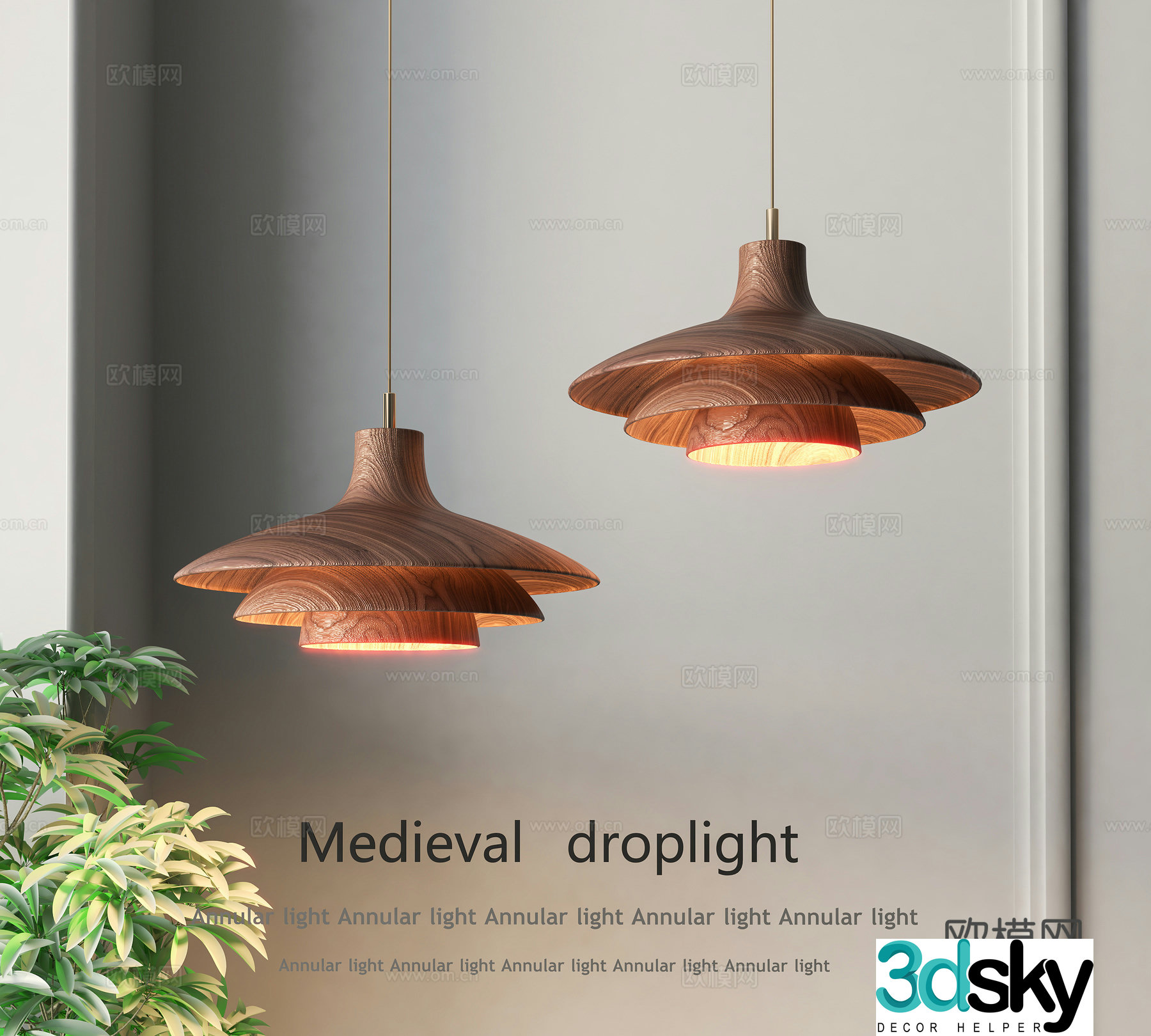 Chinese restaurant chandeliers Wasabi restaurant chandeliers walnut color simple chandeliers bar chandeliers atmosphere 3d model