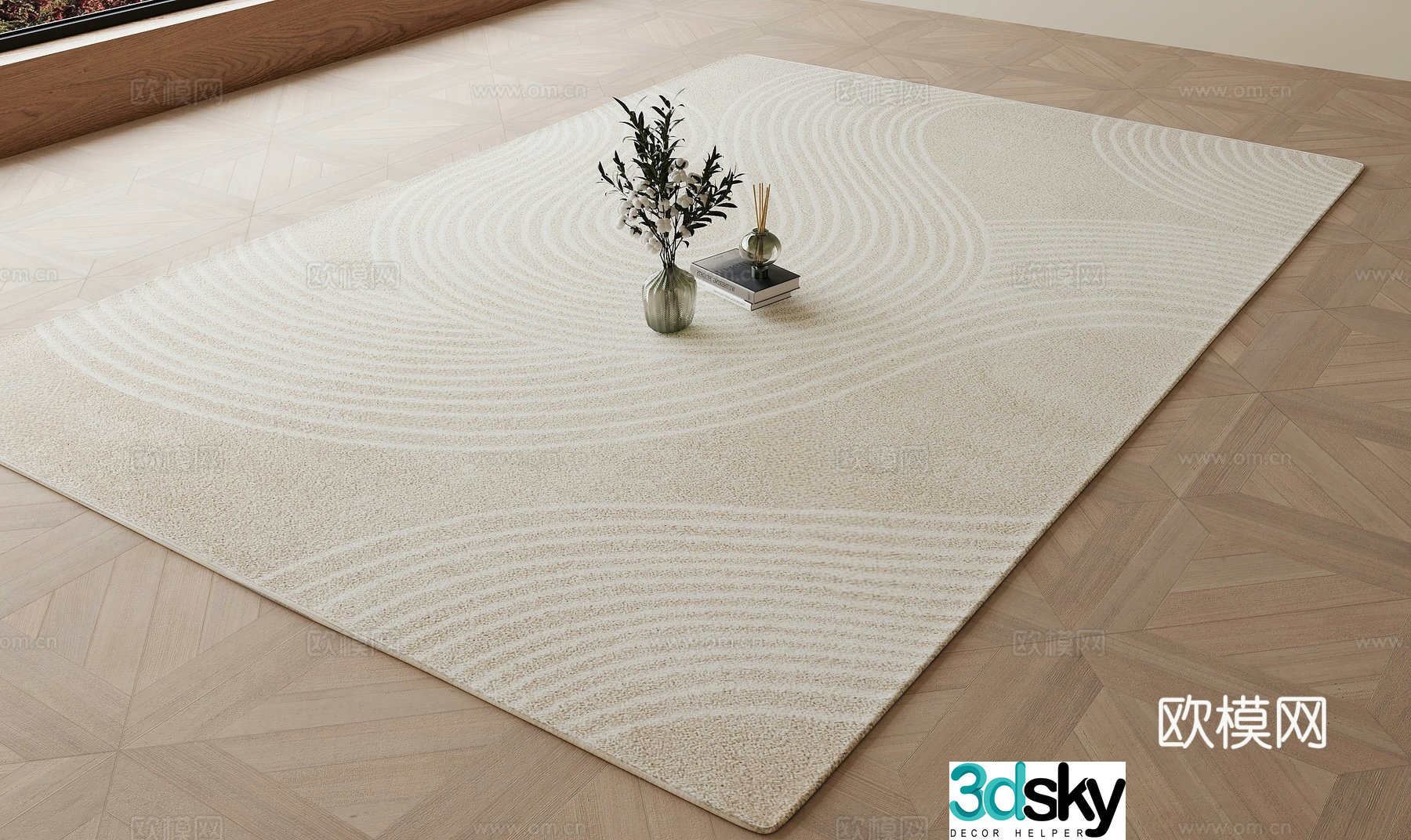 Medium cream style carpet 3d model