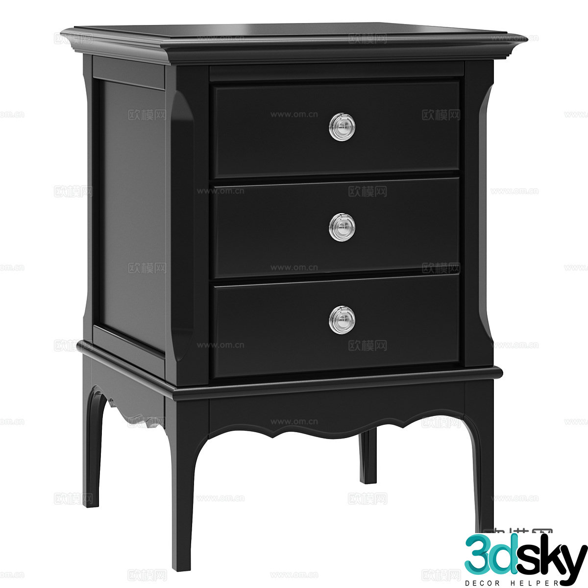 American simple bedside table 3D model