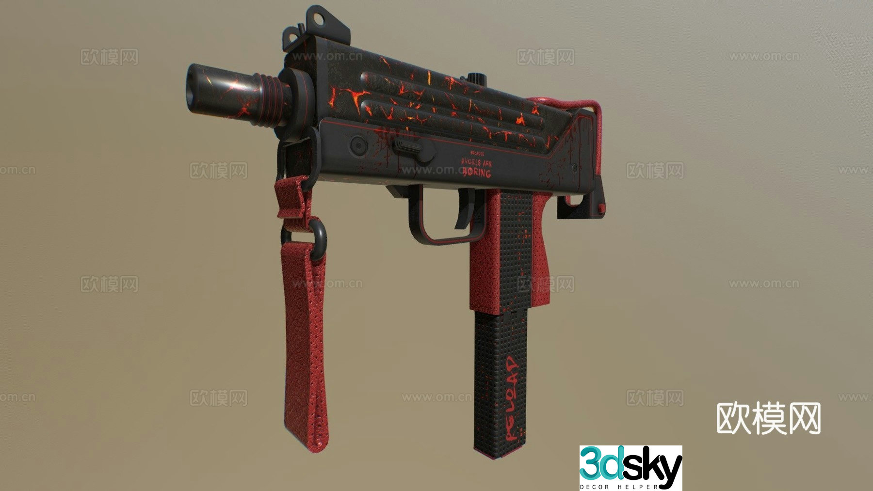MAC10-volcano flames 3d model