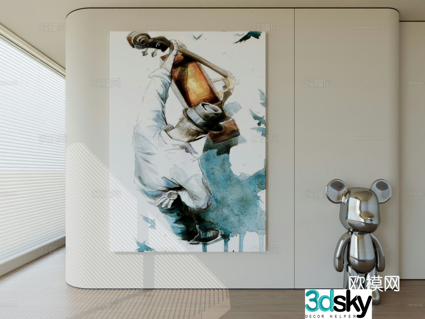 Modern minimalist hanging painting abstract art hanging painting 3d model