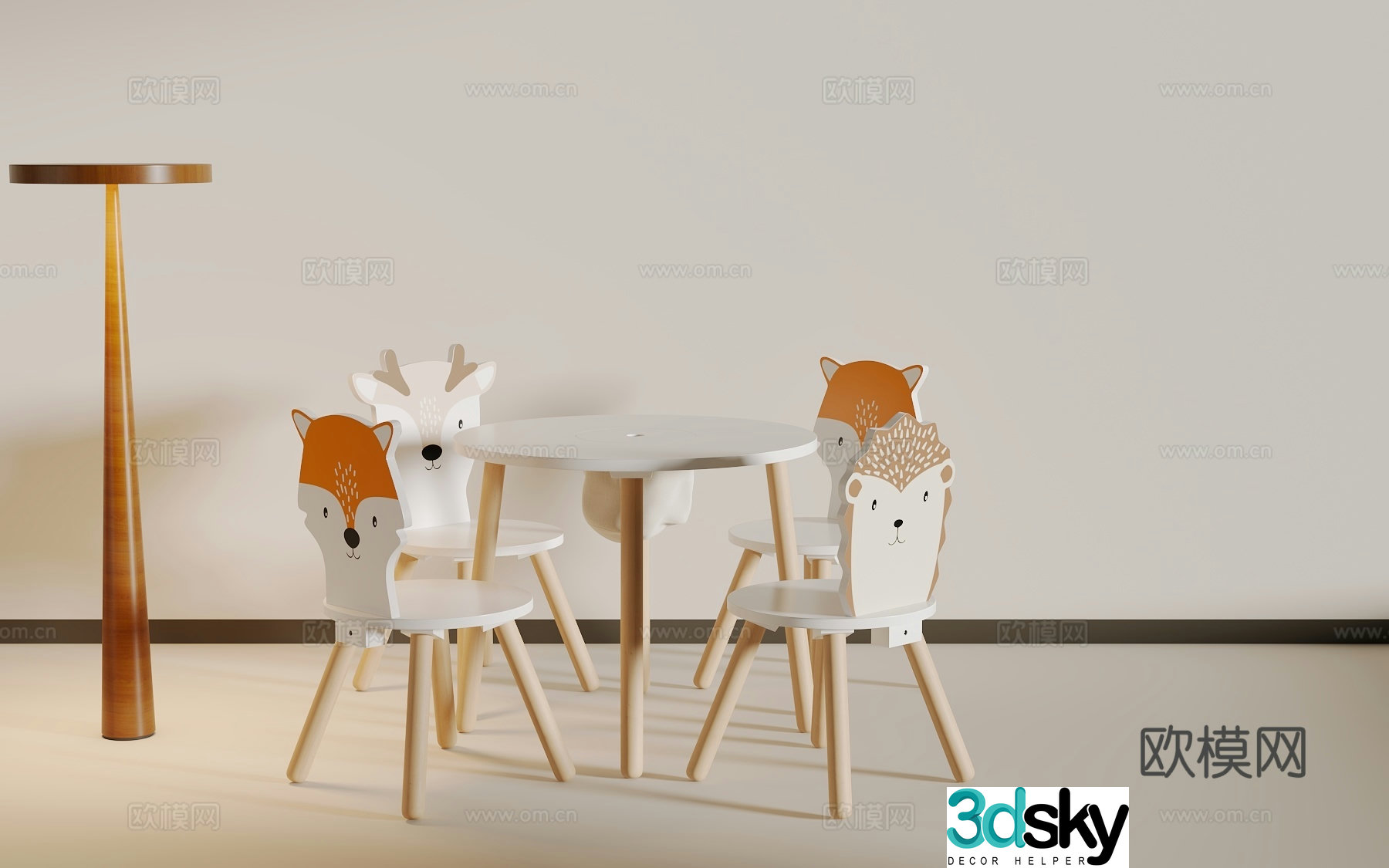 Cute children’s dining chair 3d model