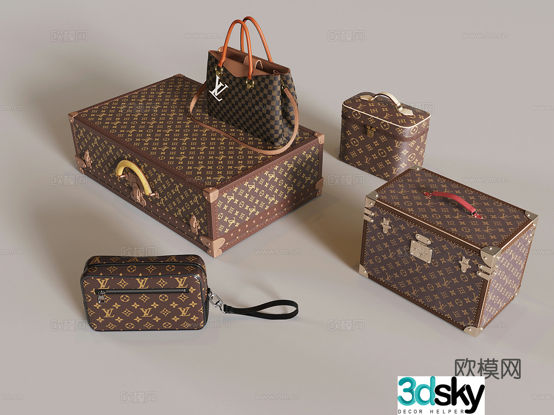 LV bag suitcase LV handbag storage box 3D model
