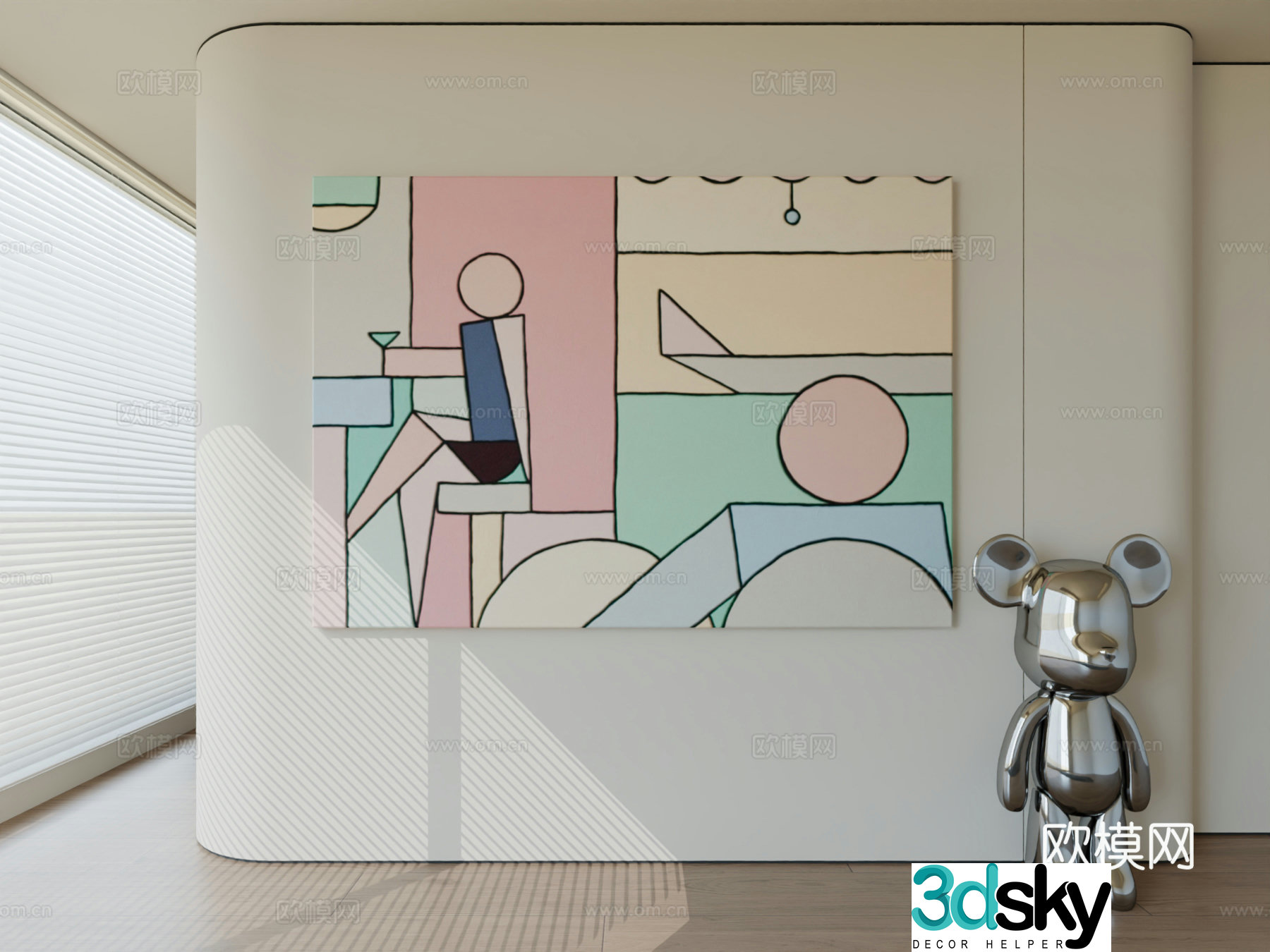 Modern minimalist hanging painting abstract art hanging painting 3d model