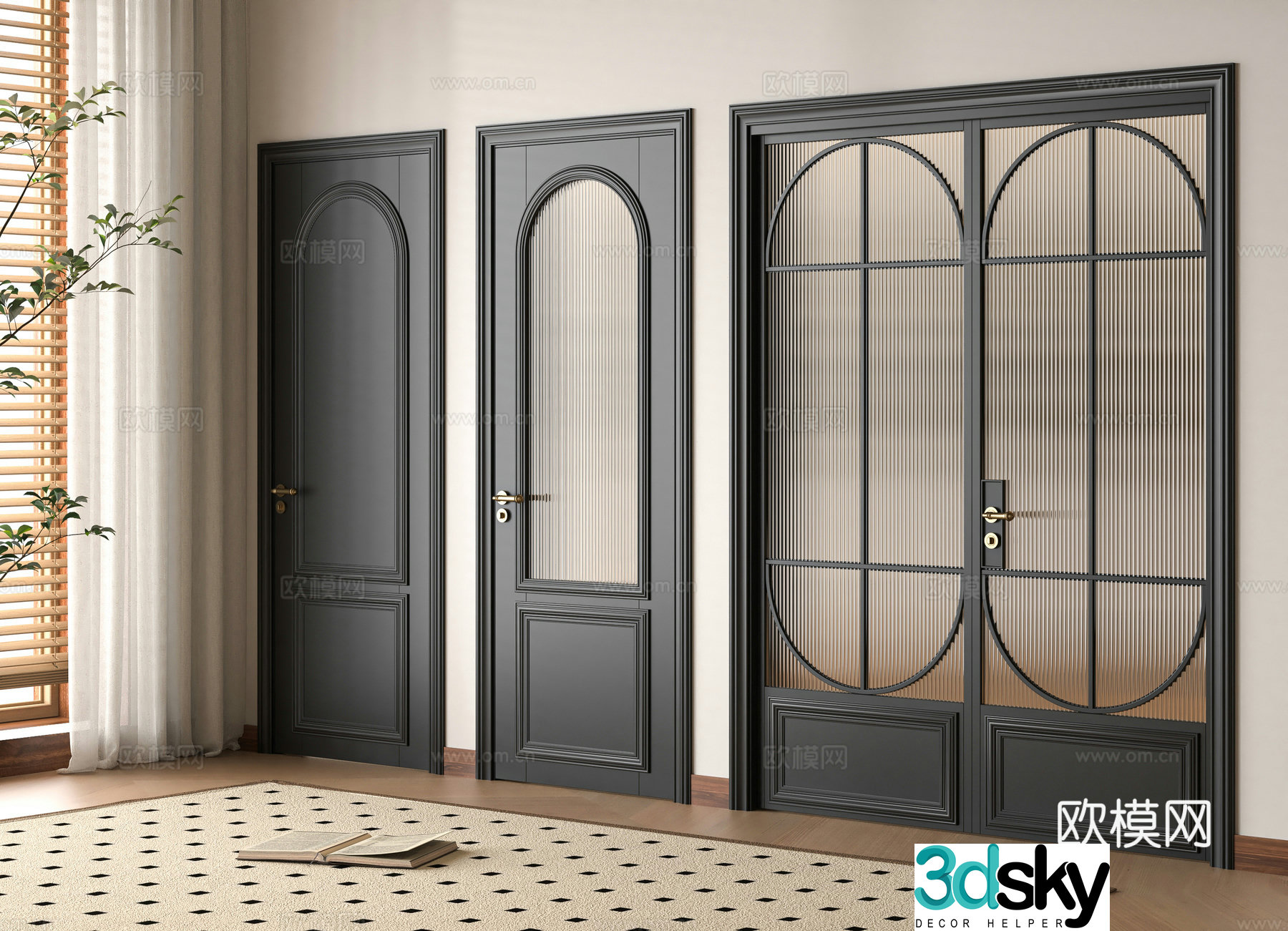 Modern single door 3D model