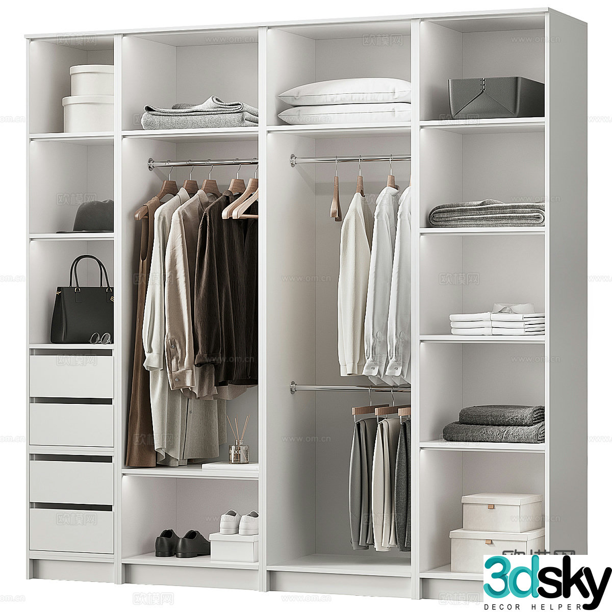 Modern minimalist open wardrobe 3d model