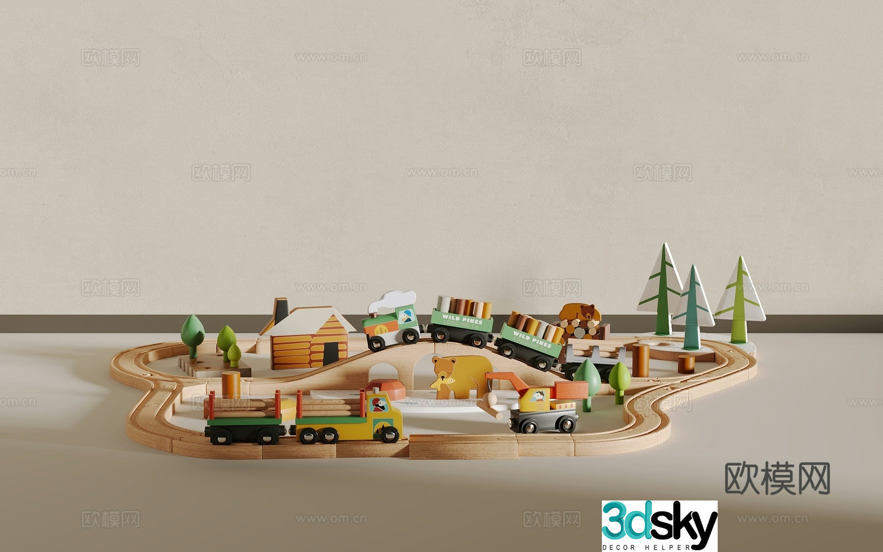 Children’s small train scene 3d model