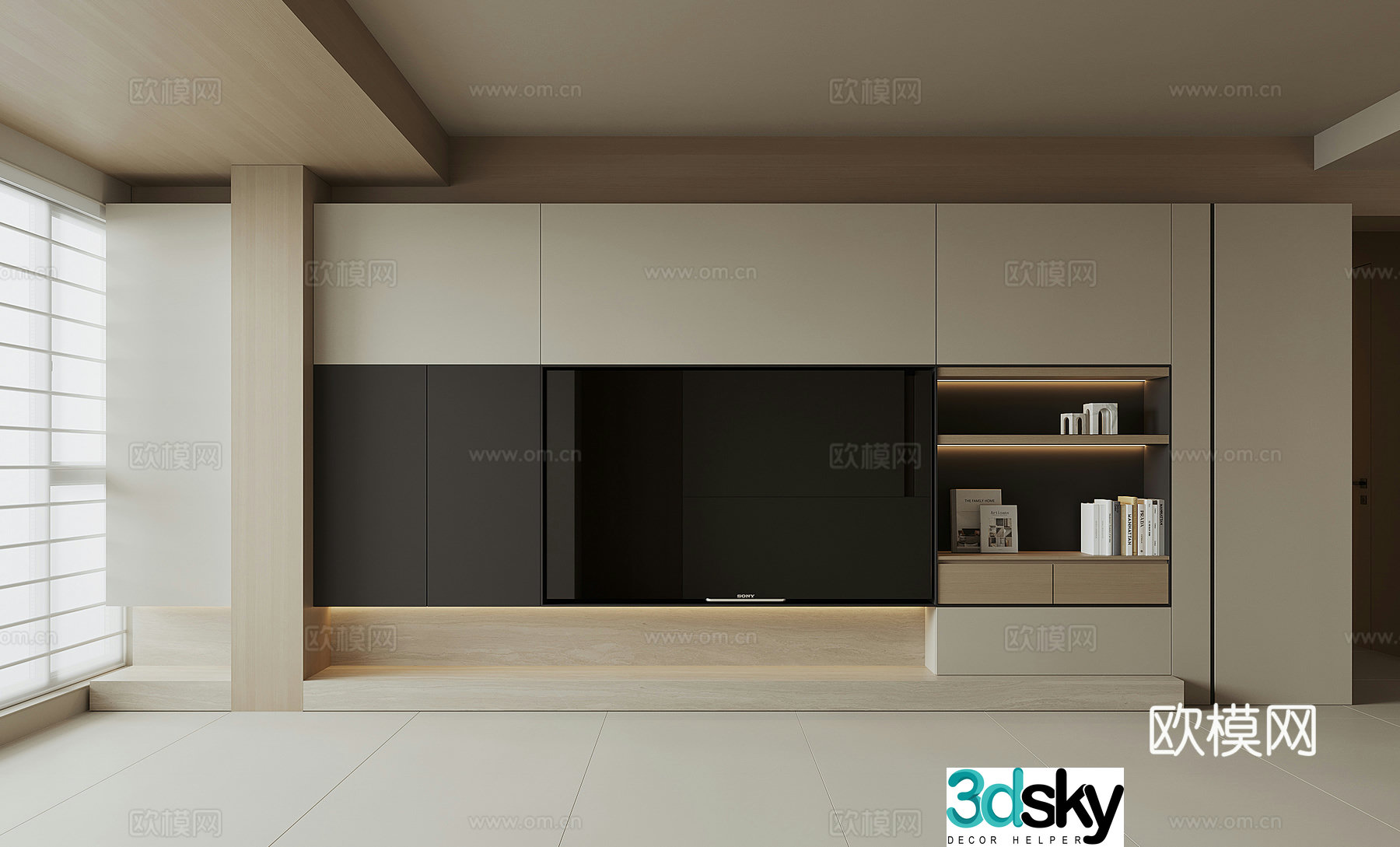 Modern TV background wall 3d model