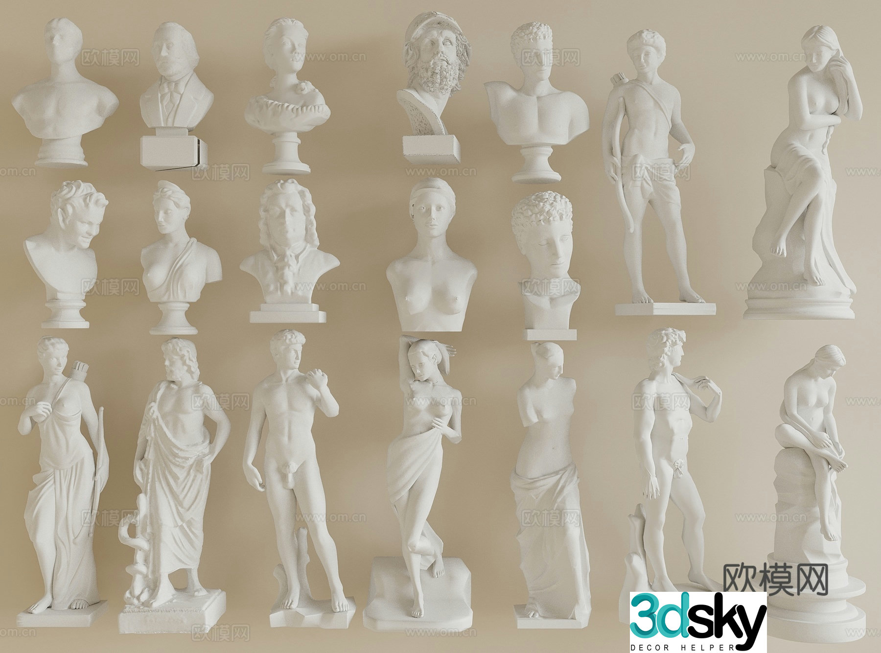 European character sculpture plaster sculpture sculpture ornaments plaster statue figure 3d model