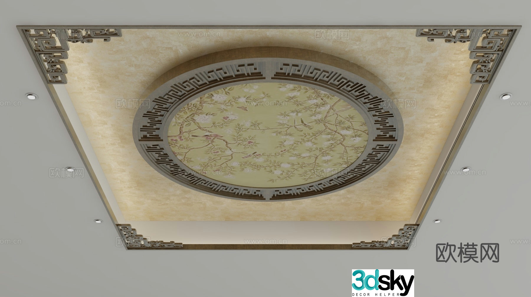 New Chinese style ceiling 3D model