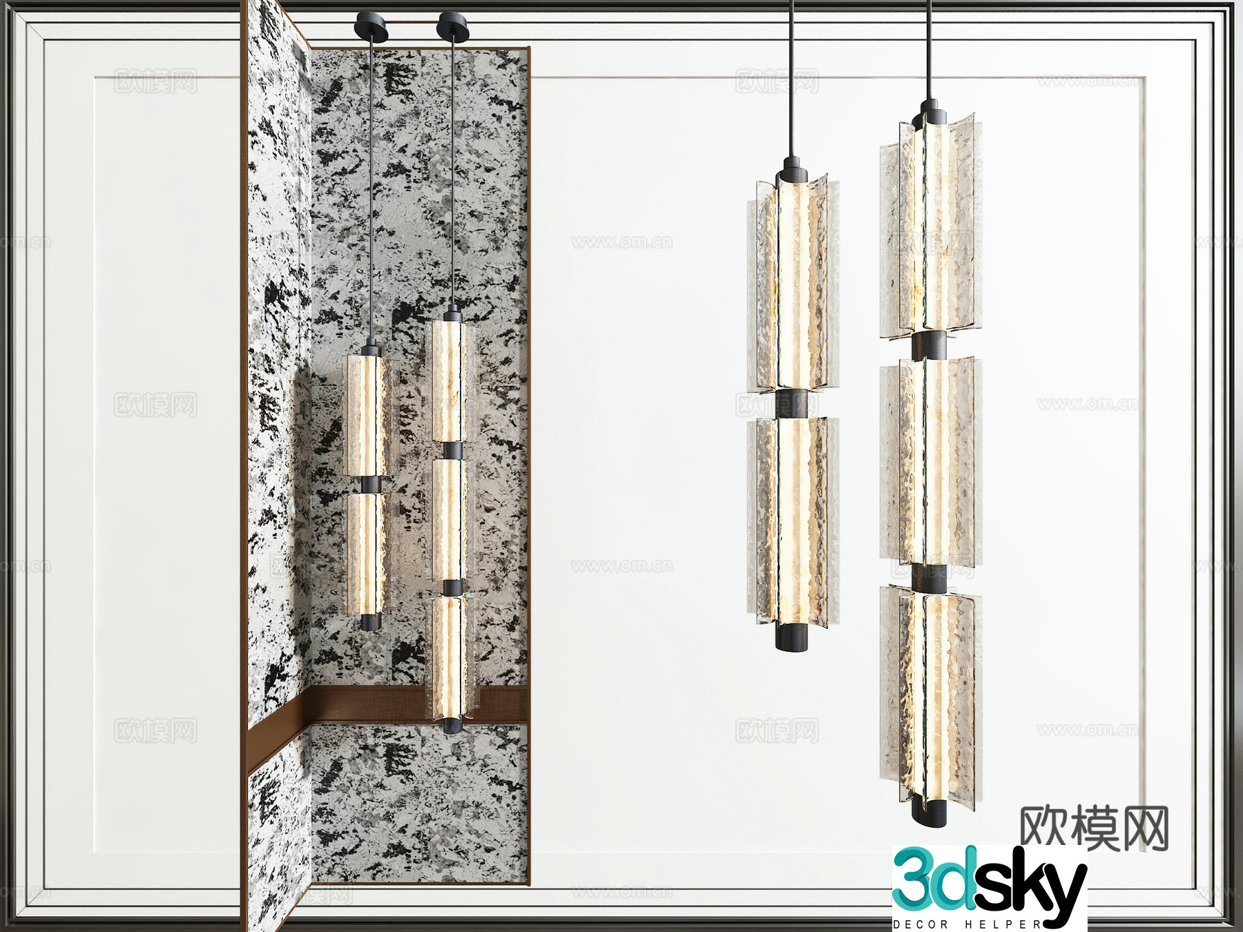 Modern light luxury Italian chandeliers 3D model