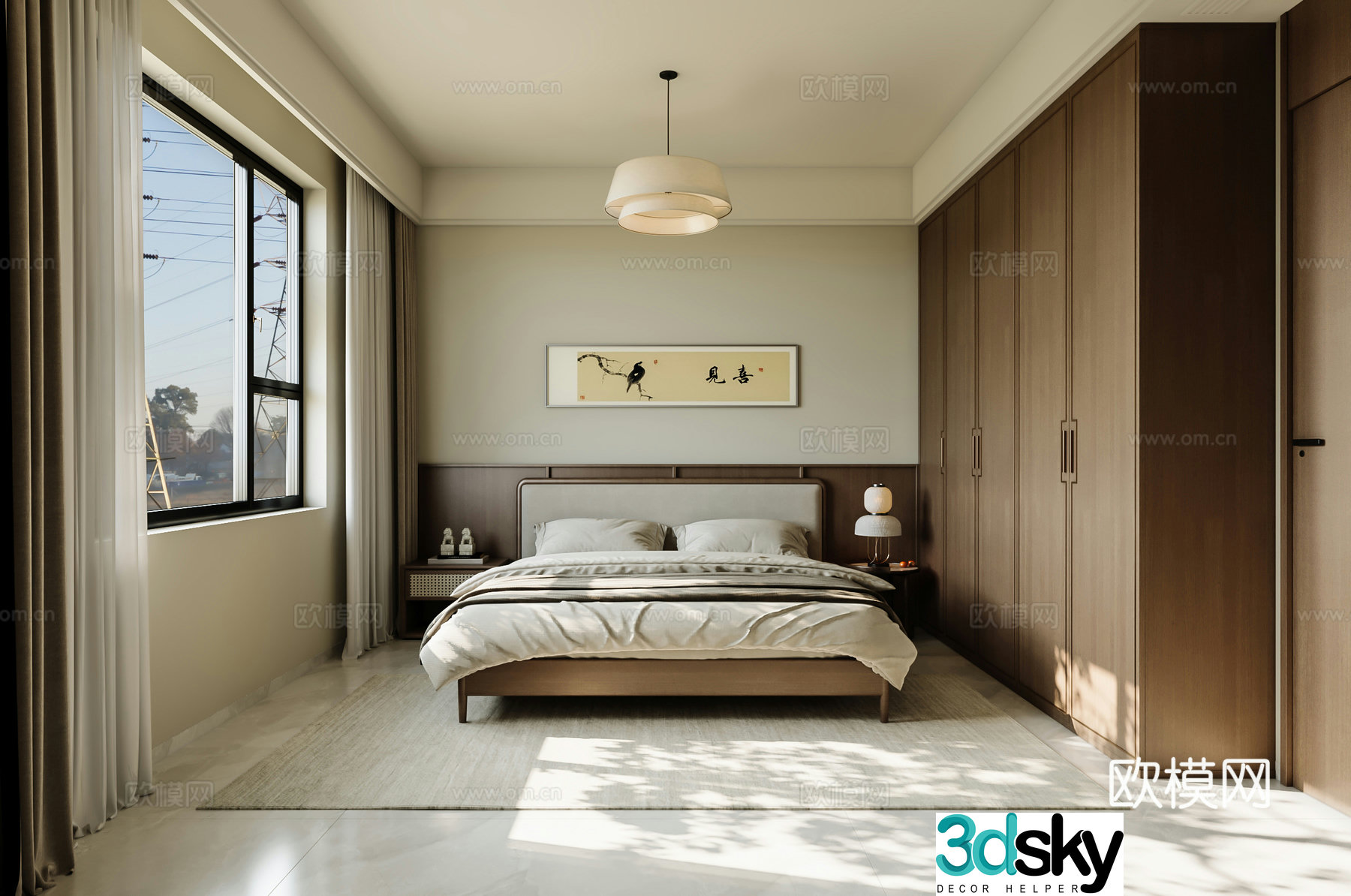 Zen New Chinese Style Home Bedroom Song Dynasty Aesthetic Bedroom 3D Model