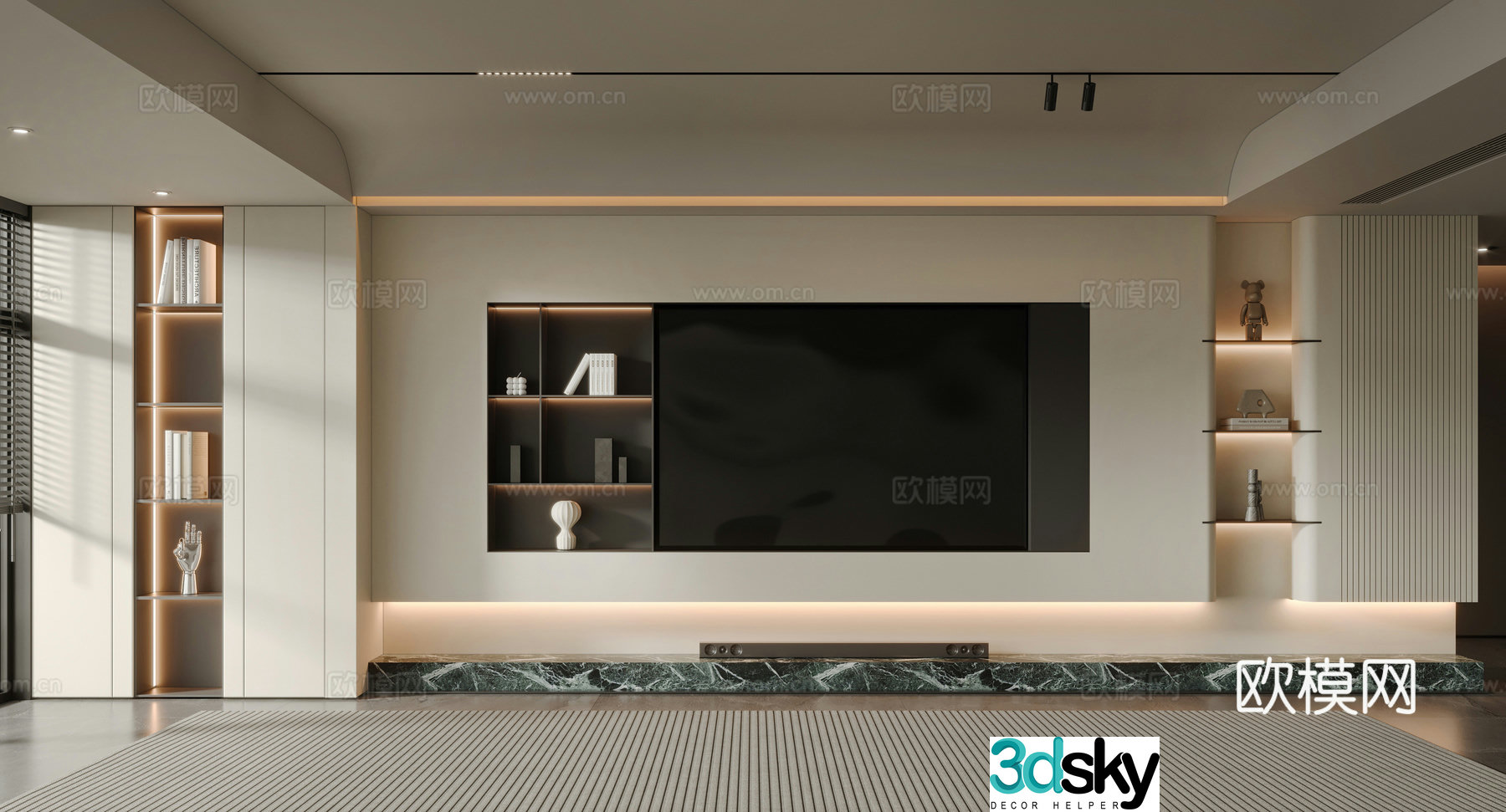 Modern TV wall 3d model
