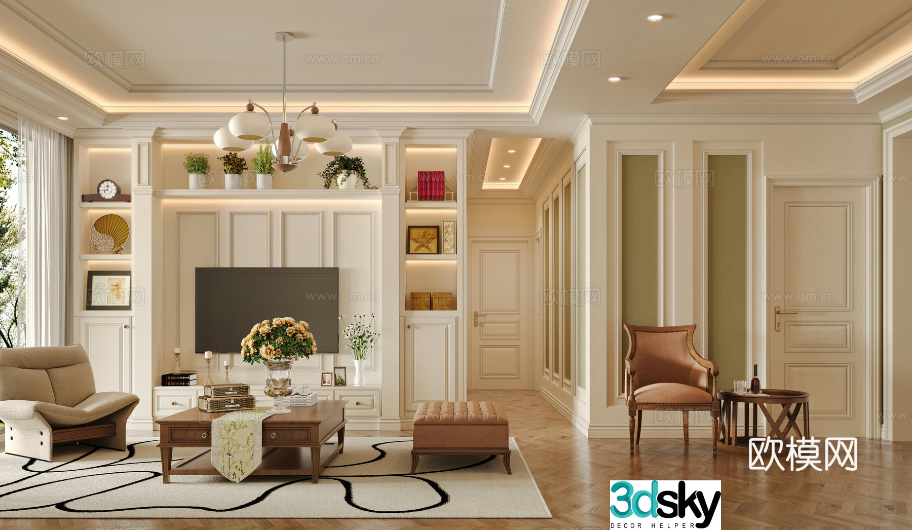 American living room 3d model