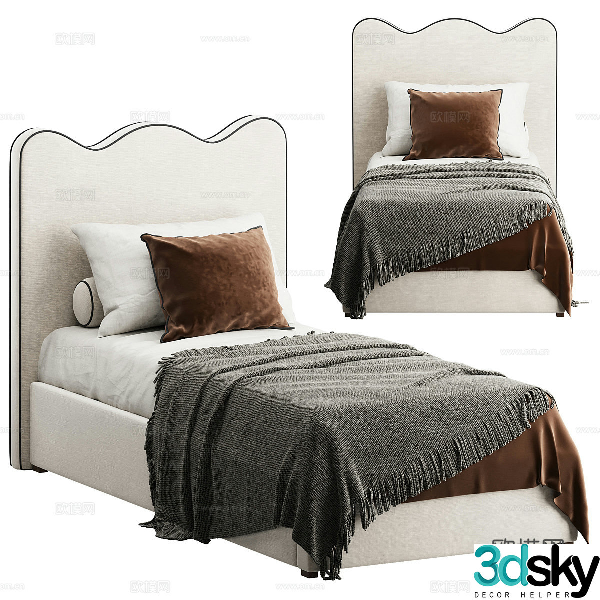 New Chinese style fabric children’s bed 3D model