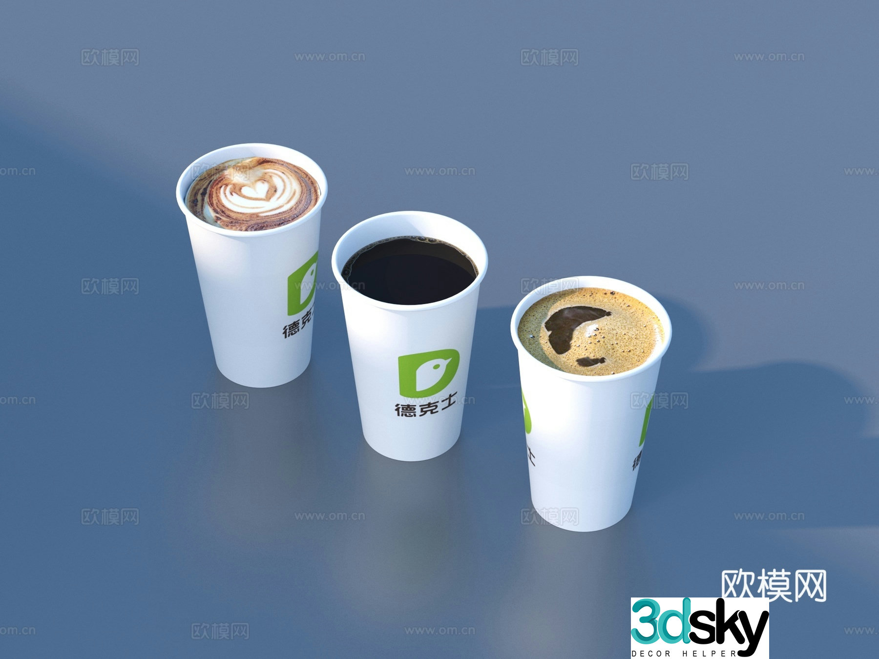 Paper cup coffee cola milk tea drink 3d model