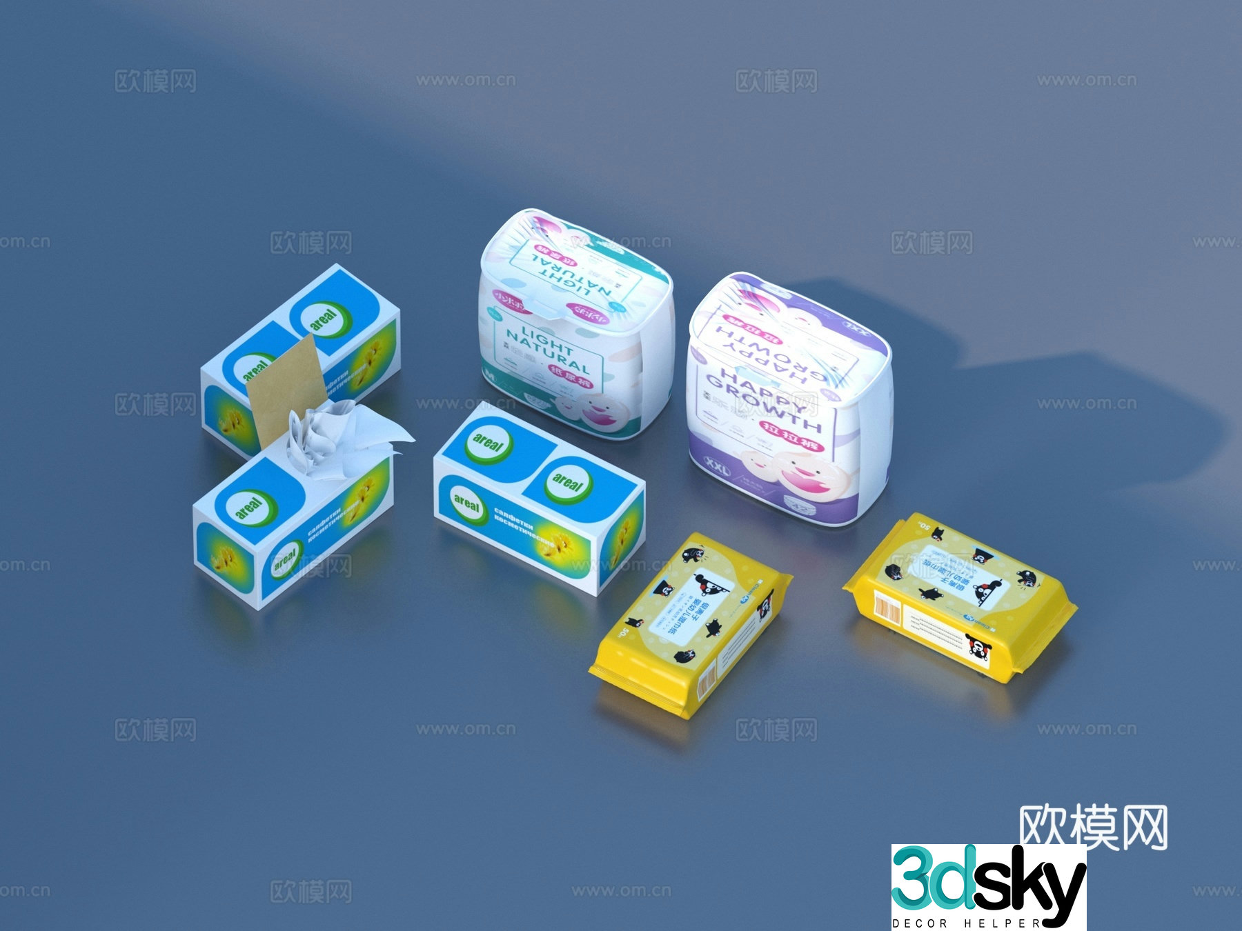 Diaper wipes toilet paper tissue paper towel paper 3d model