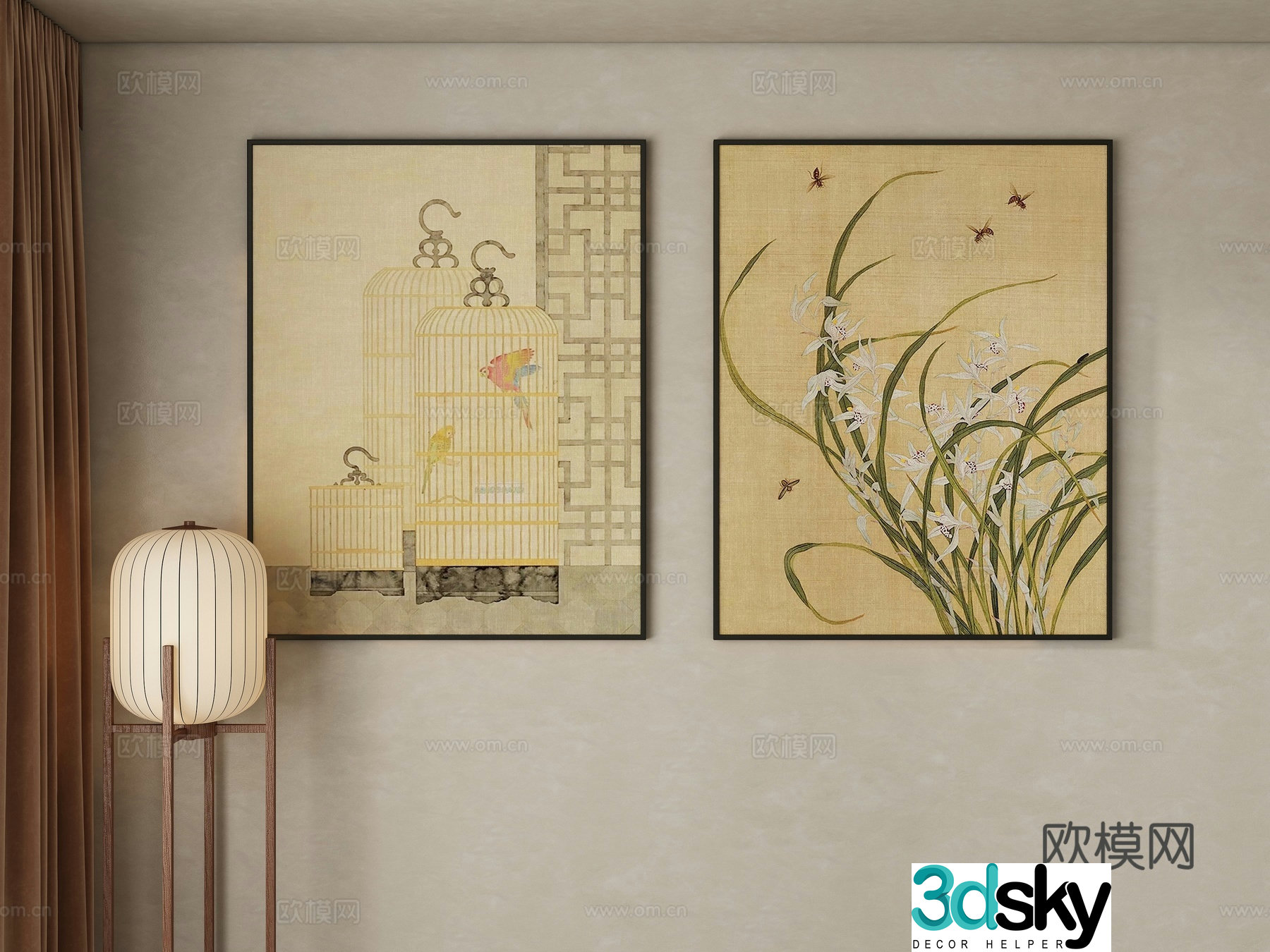 New Chinese Song style horizontal hanging painting 3D model