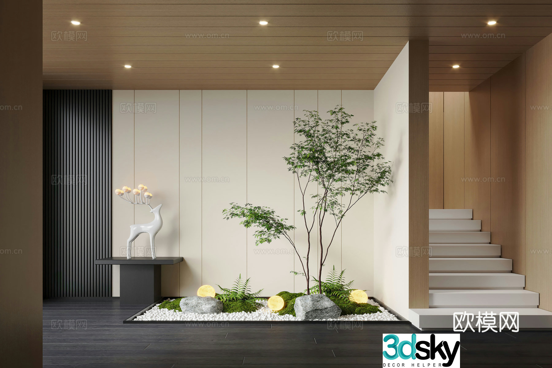 Modern interior landscape landscaping landscape landscape landscape plants moss landscape 3d model
