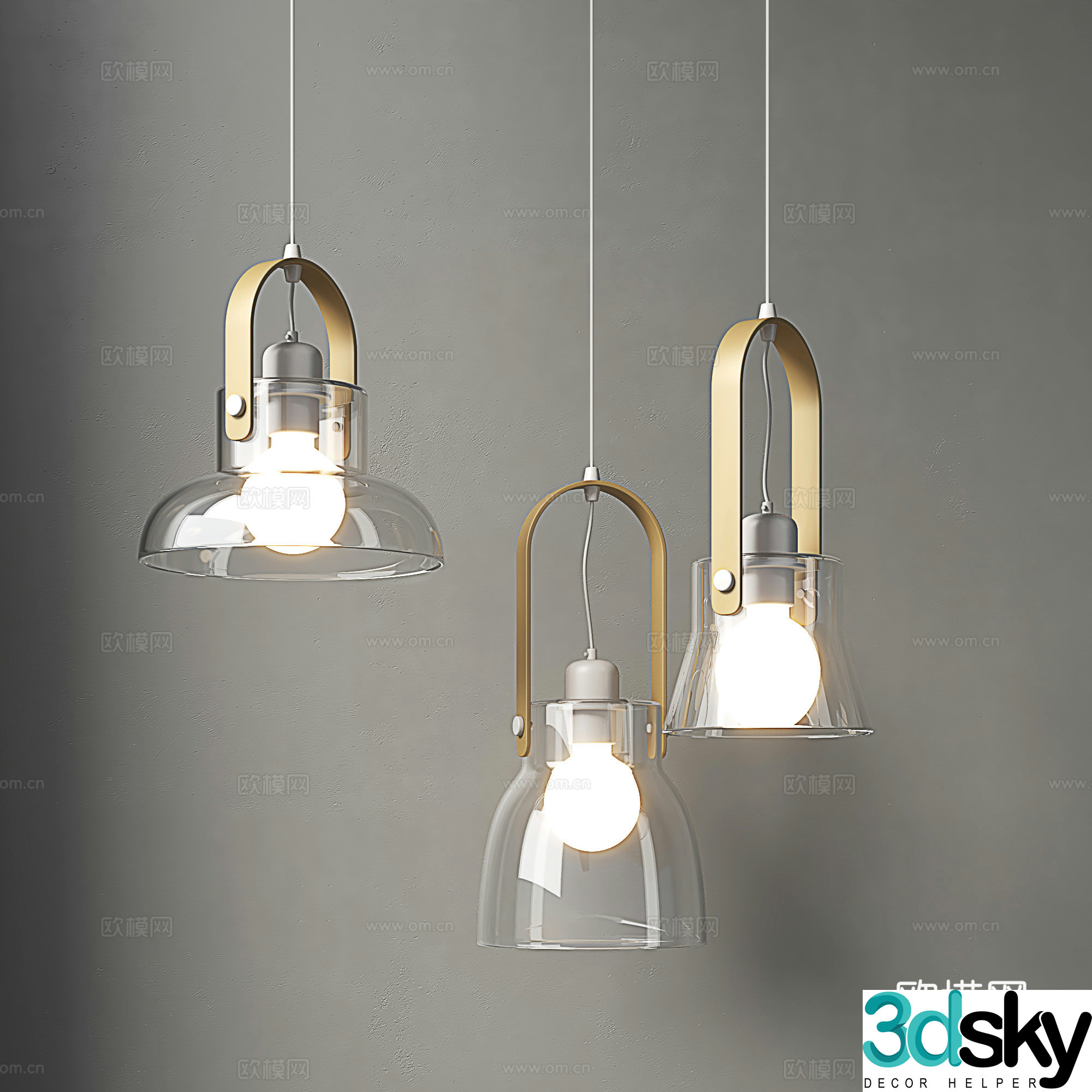 Modern restaurant chandeliers simple bar chandeliers light luxury glass chandeliers minimalist art chandeliers 3D model