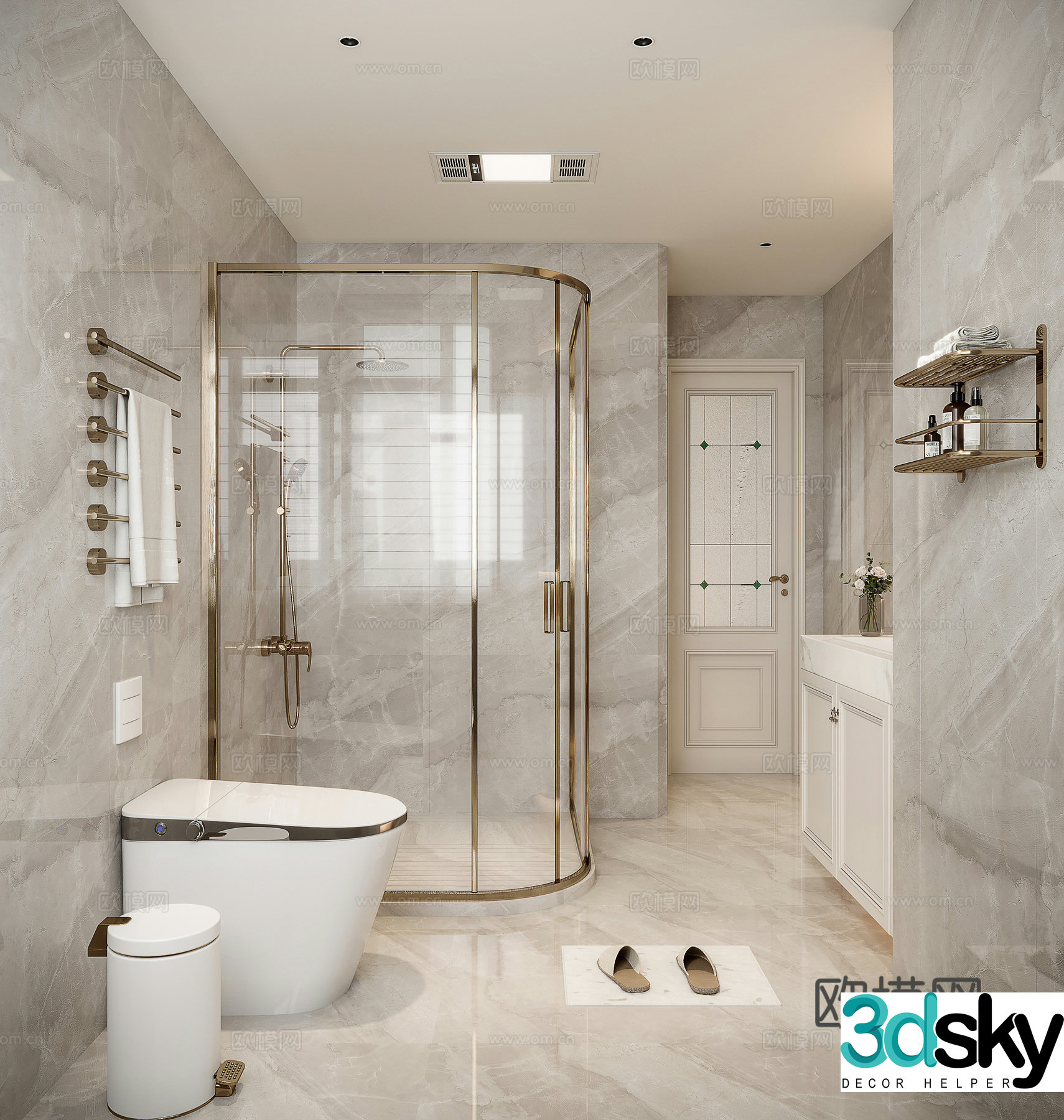 Modern bathroom toilet bathroom cabinet 3d model
