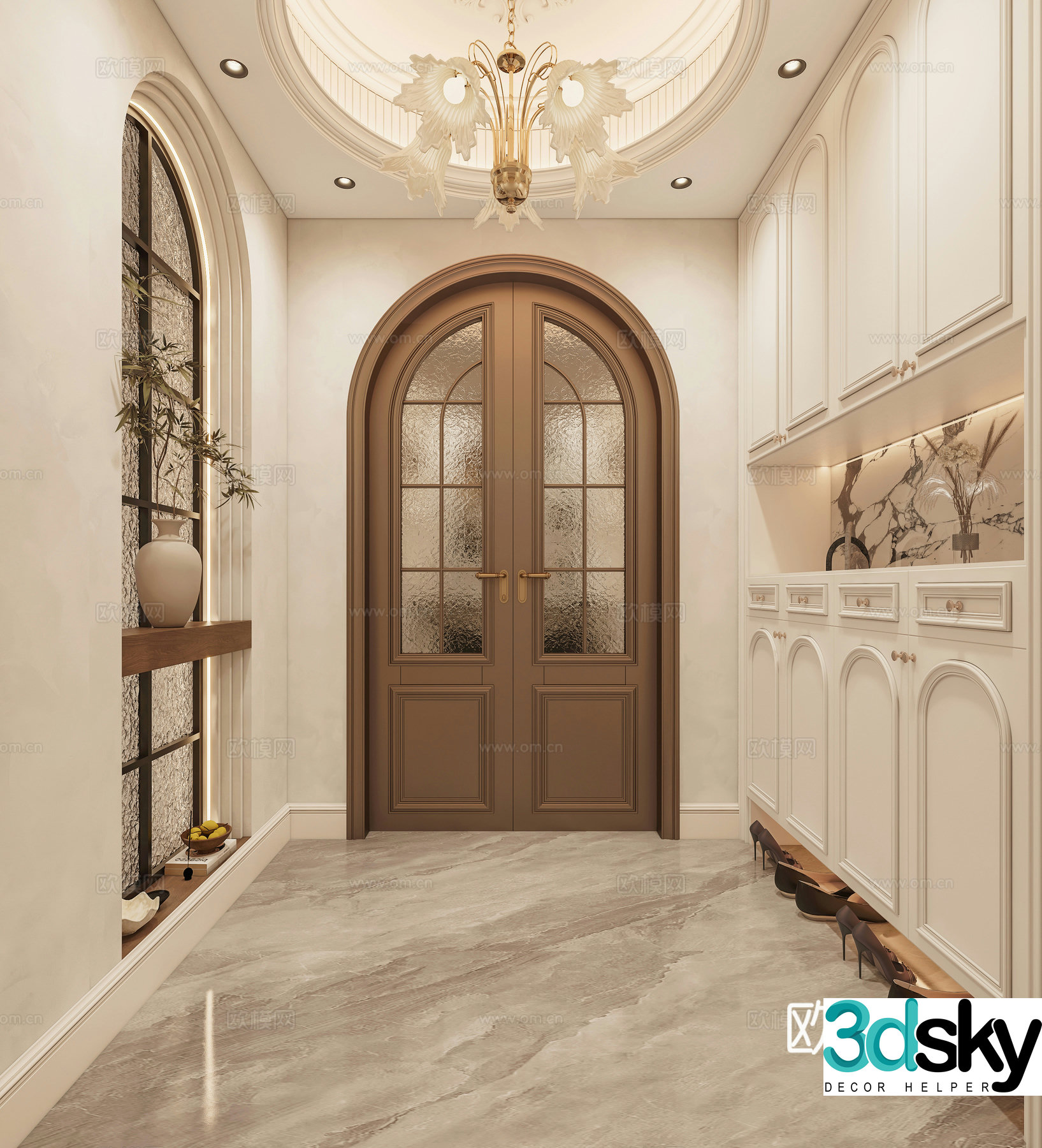 French simple European light luxury home entrance 3D model