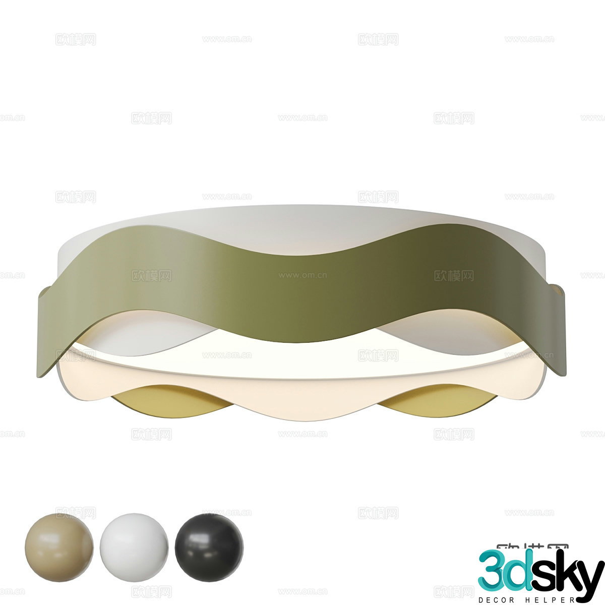 Modern creamy style children’s room ceiling light 3d model