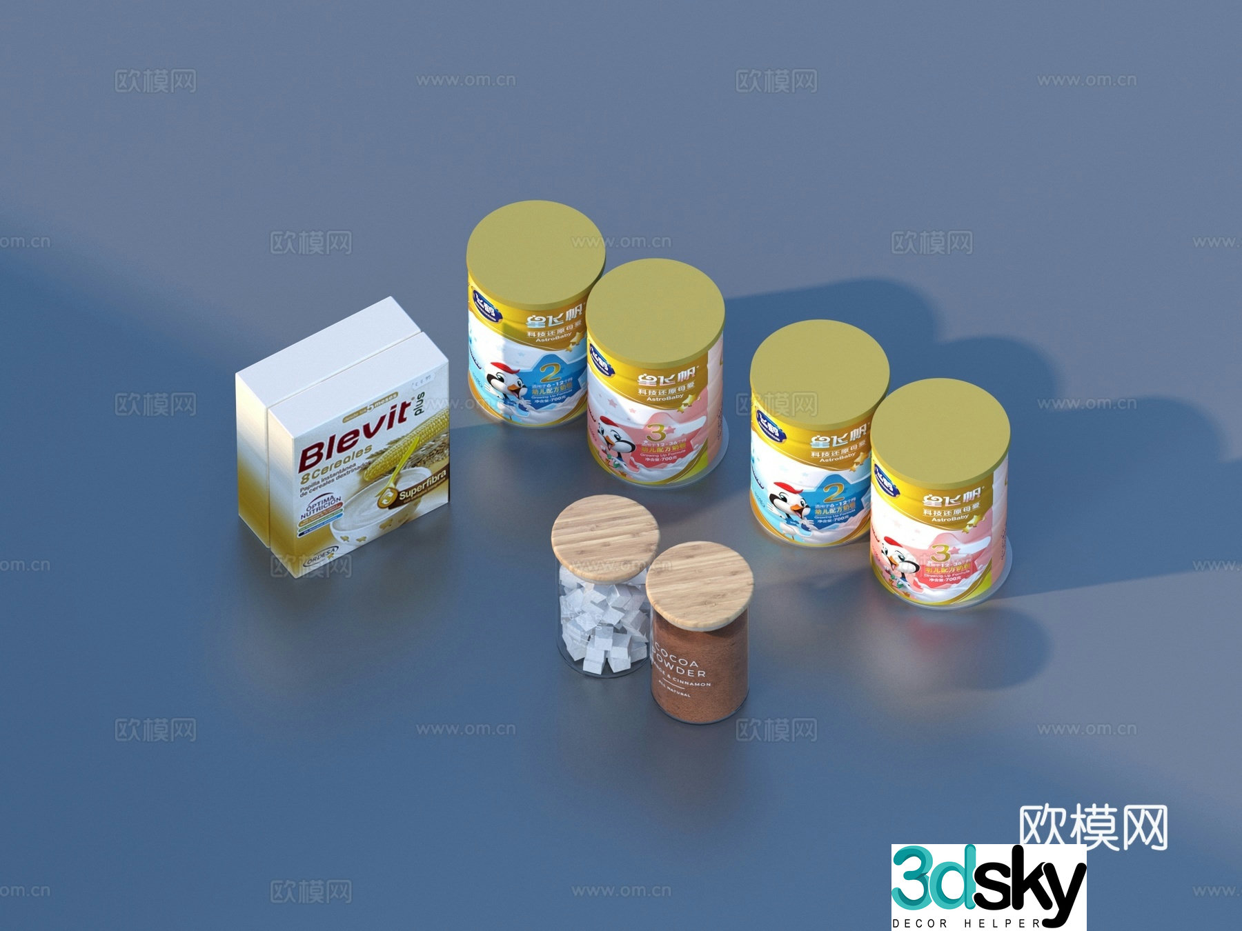 Milk powder canned snacks glass jar casual snacks 3D model